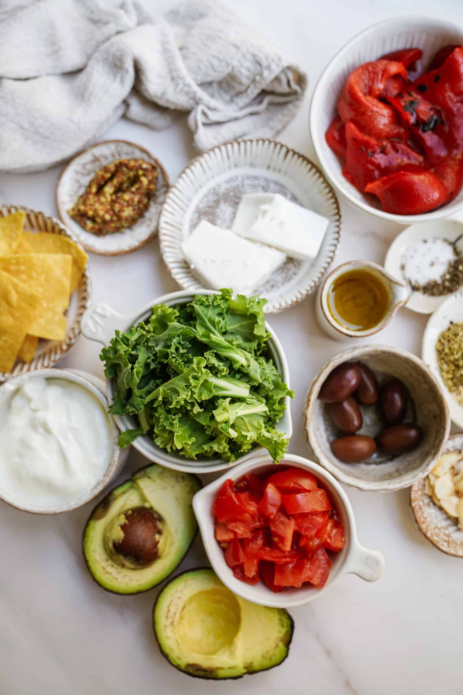 Ingredients for topping the savory steel cut oats