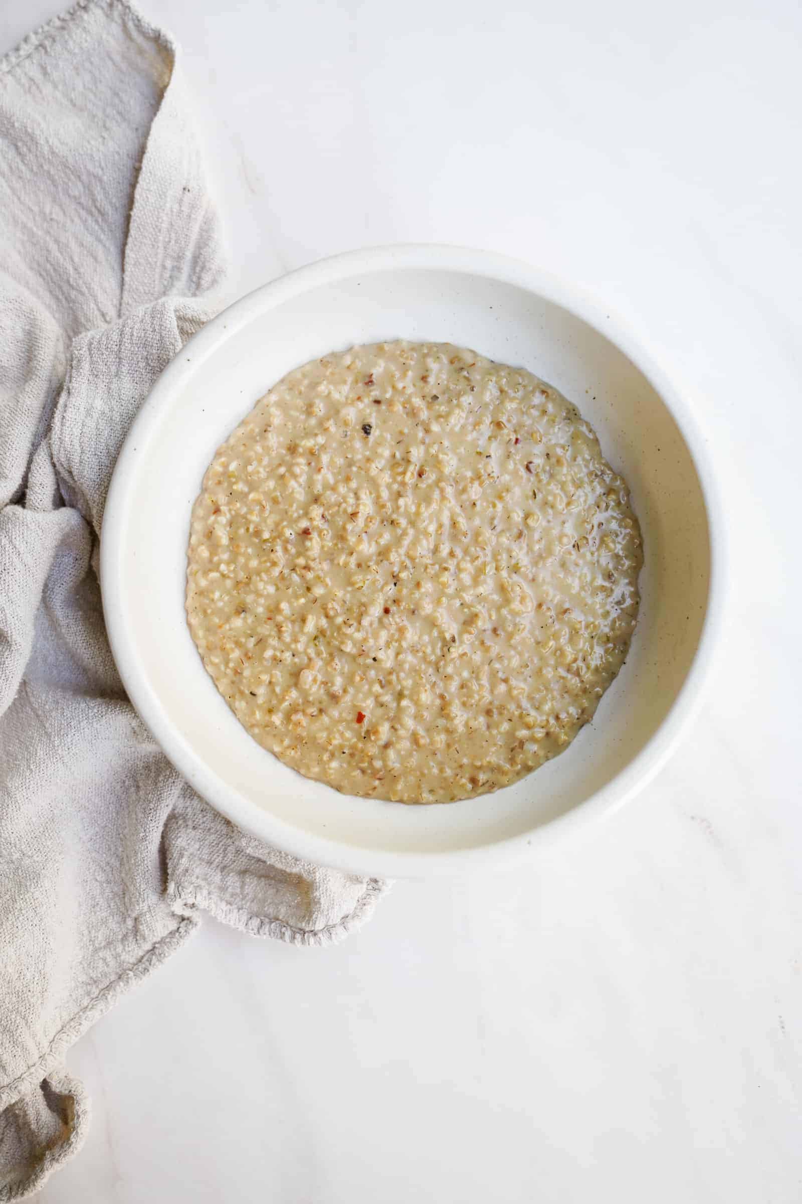 Steel cut oats cooked up in a bowl