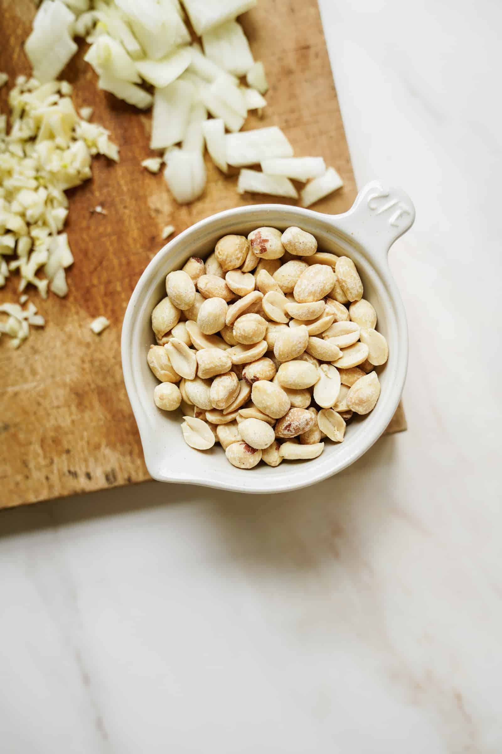Peanuts for lentil meatballs in a bowl