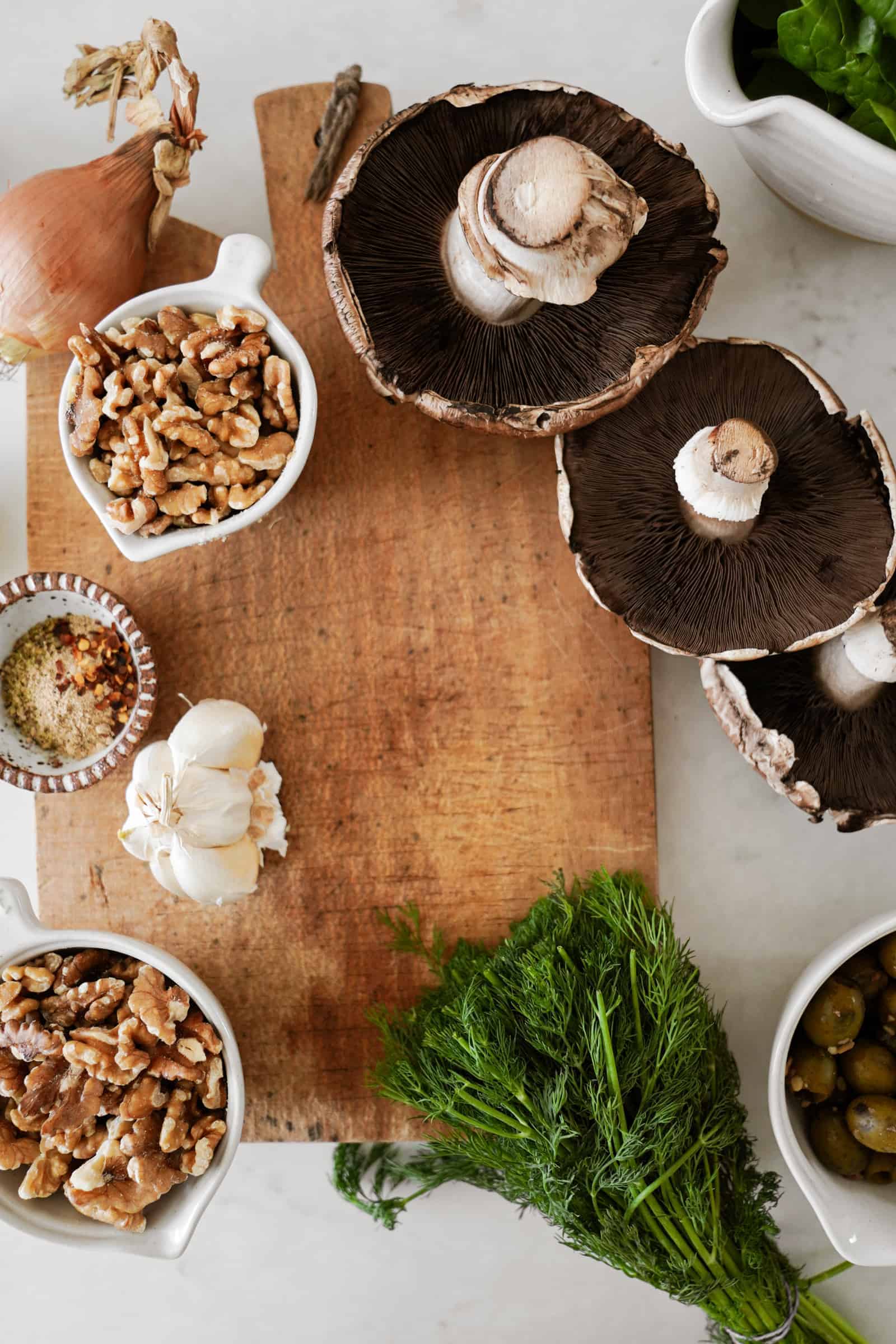 Fresh ingredients for Vegan Stuffed Portobello Mushrooms recipe