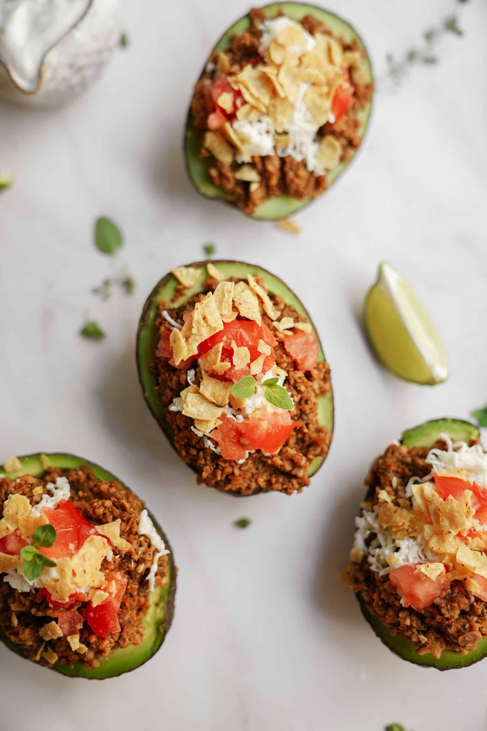 Scattered taco stuffed avocado