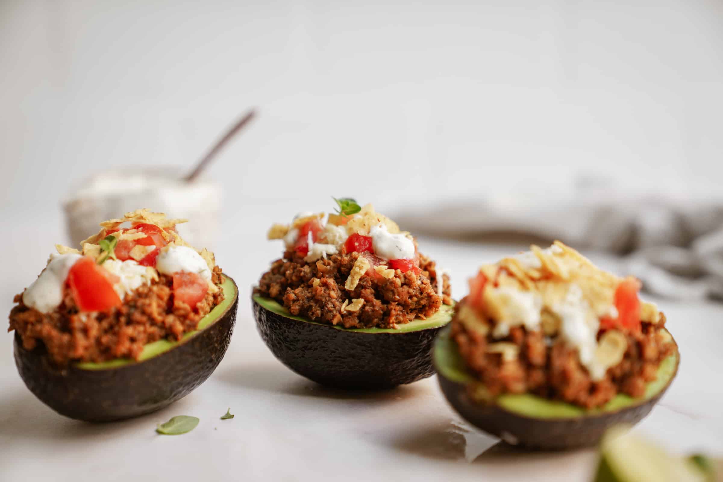 Scattered taco stuffed avocados
