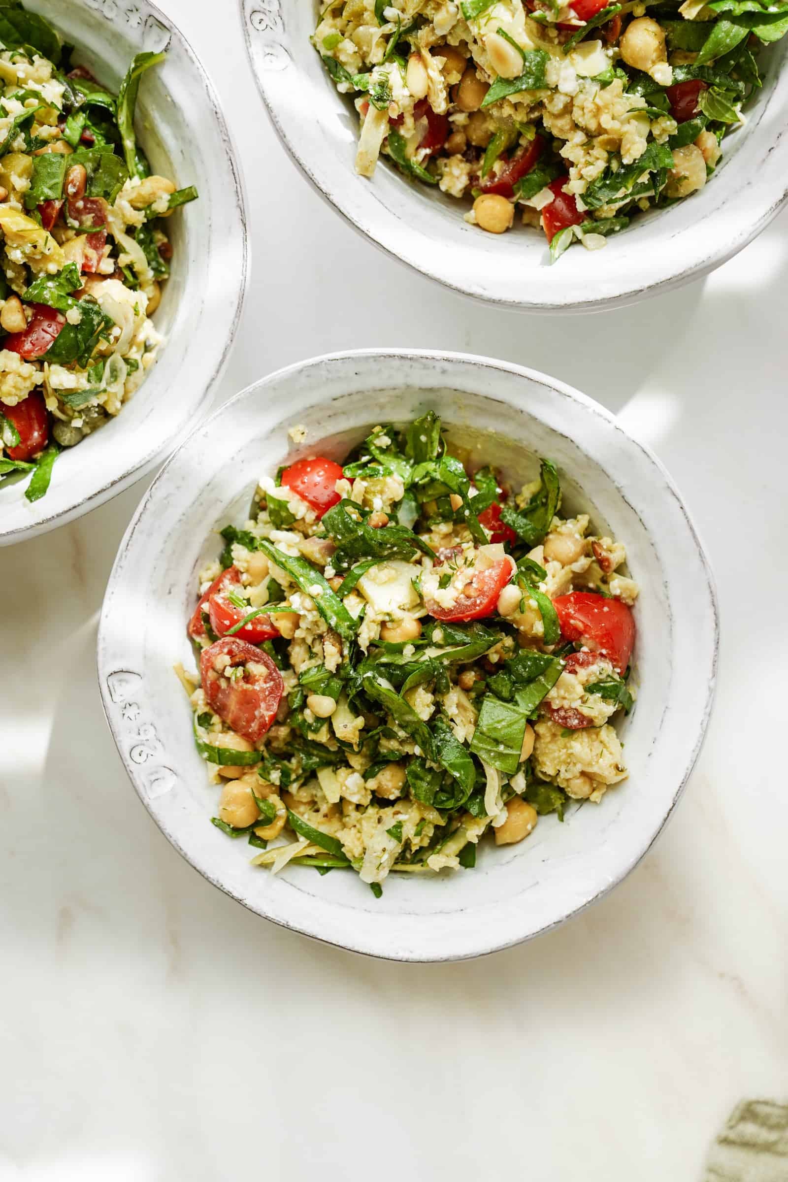 Mediterranean Salad recipe in a white bowl