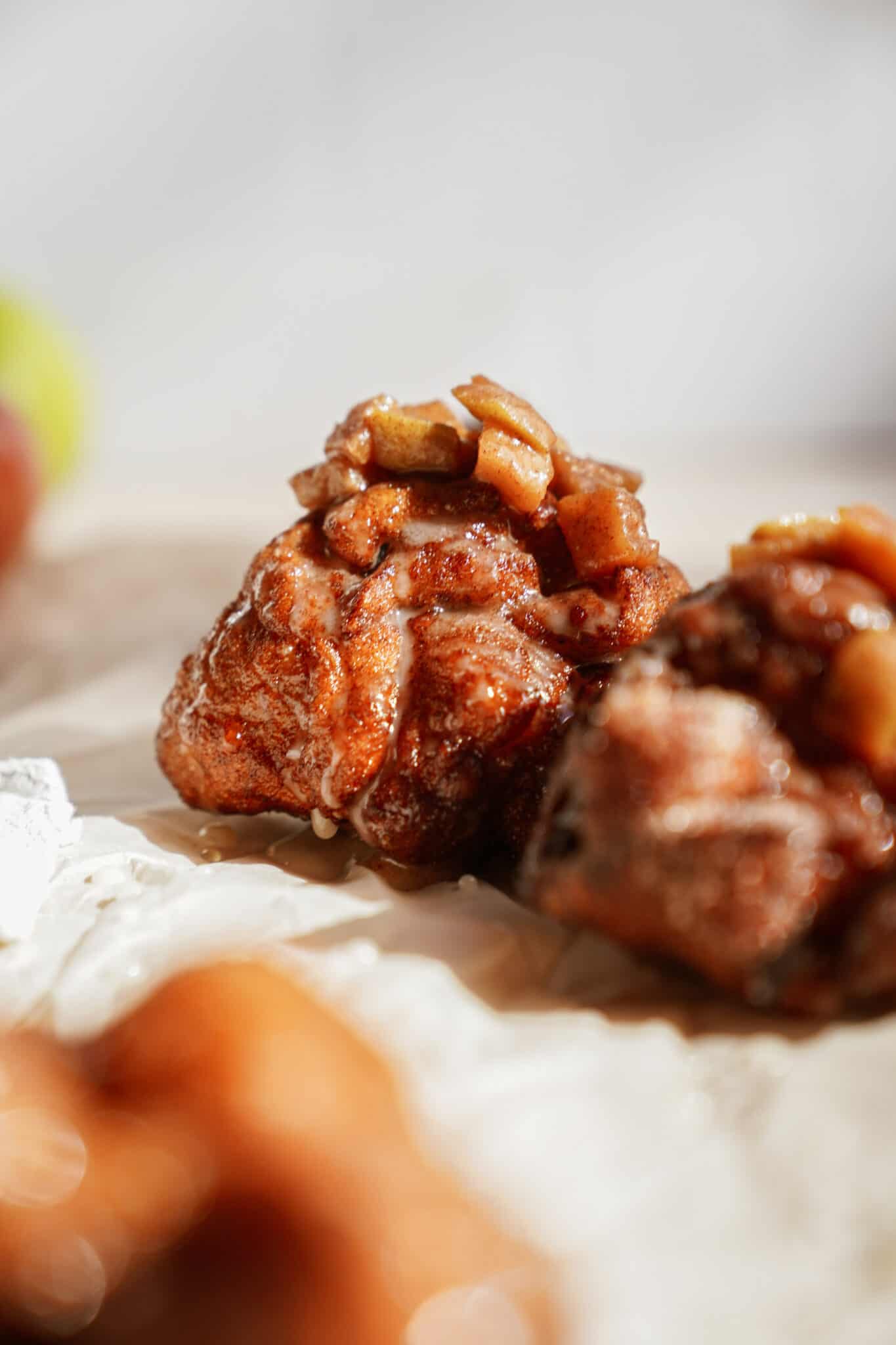 Apple fritters on parchment