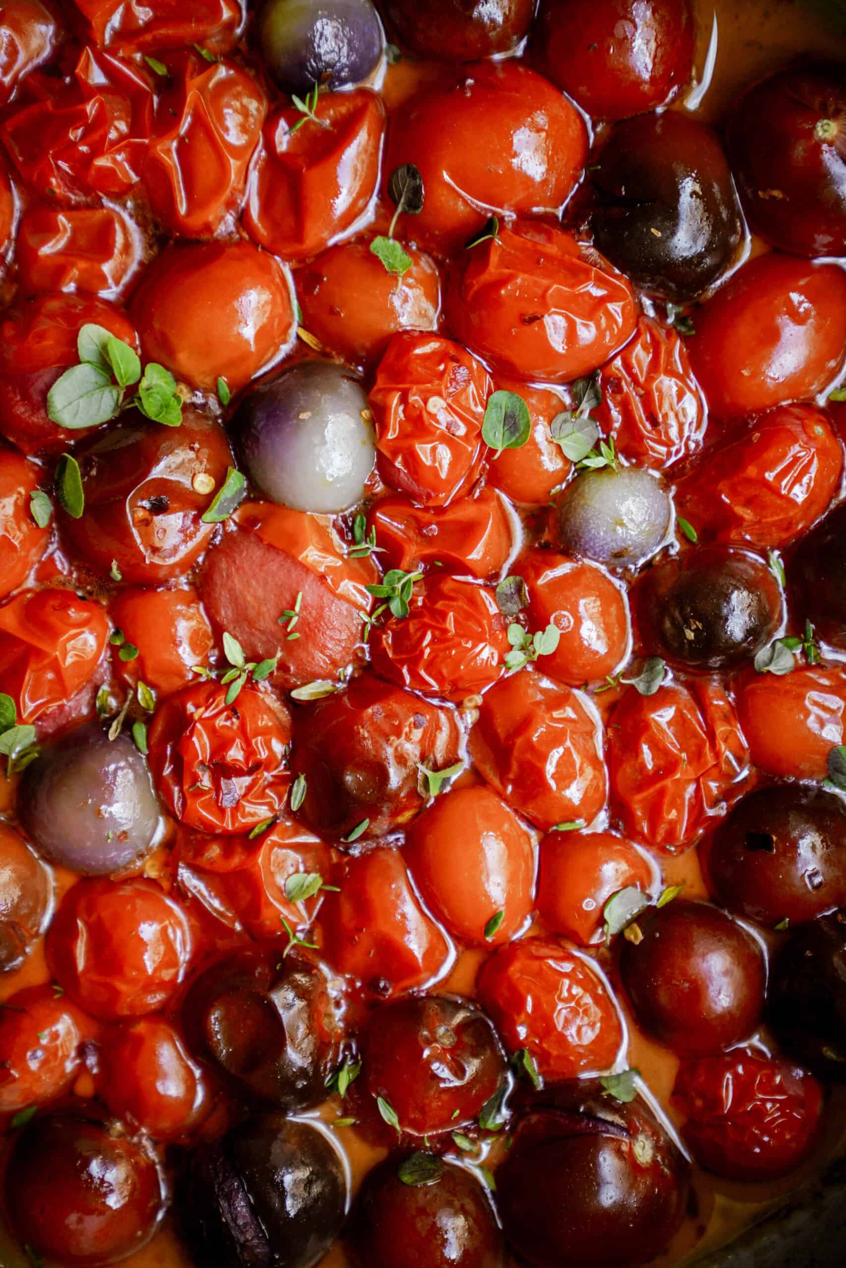 Close-up of Roasted tomatoes in a pot