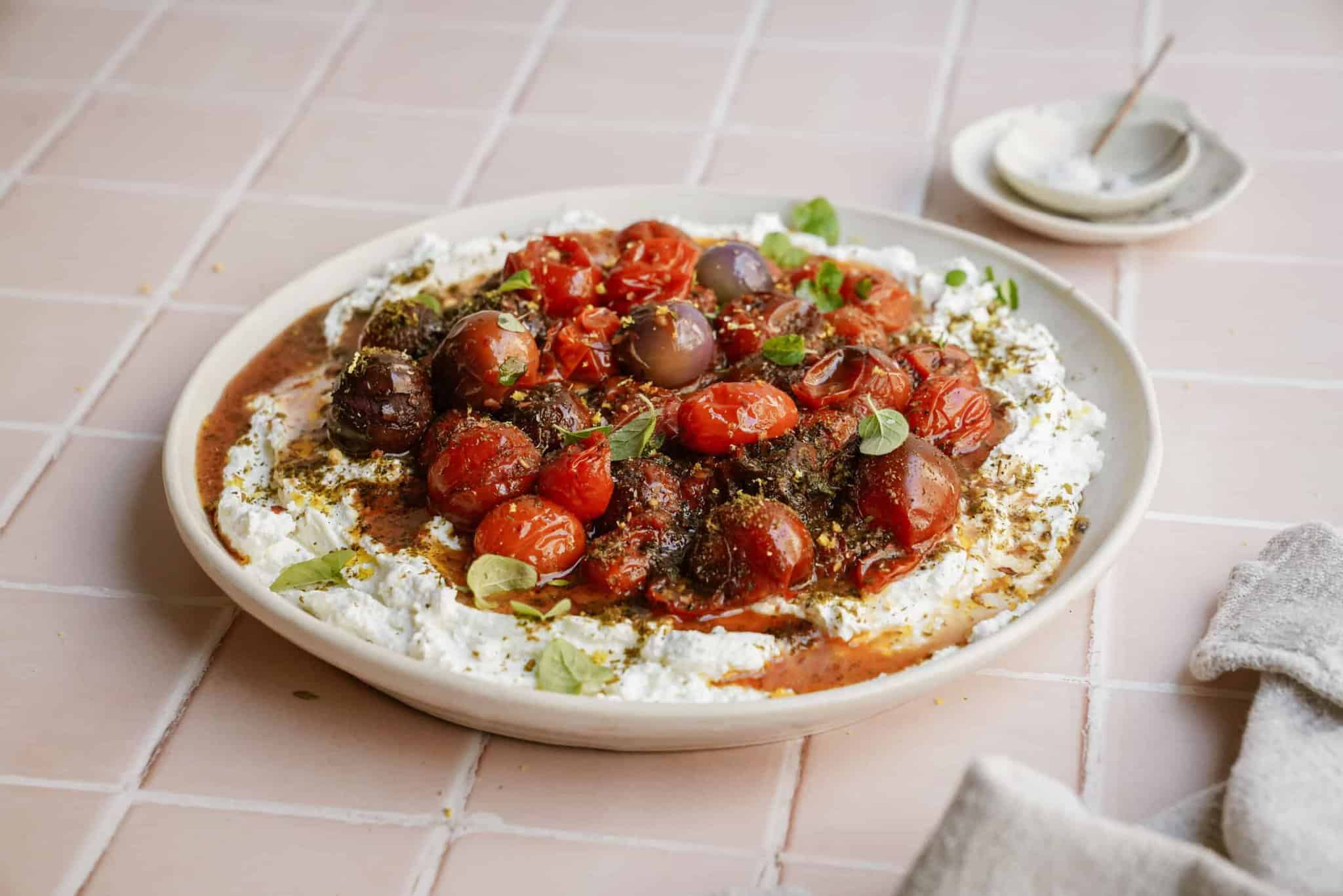 How to Make Labneh - a dish of labneh on a counter