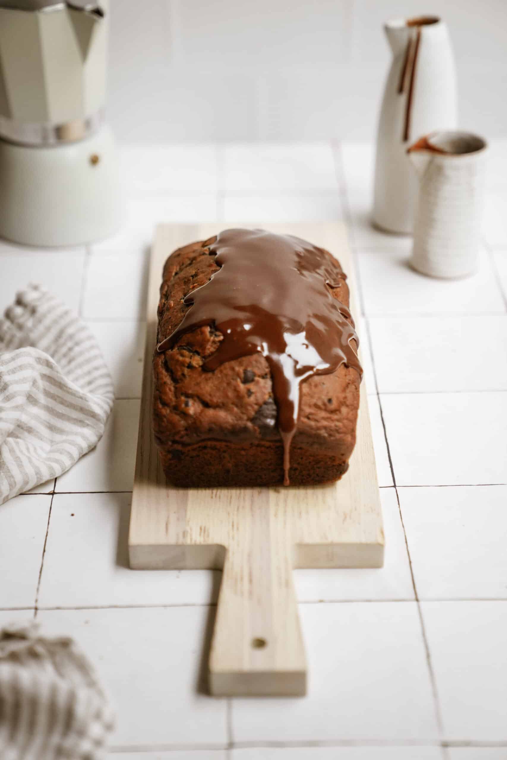 pumpkin chocolate chip bread on a cutting board