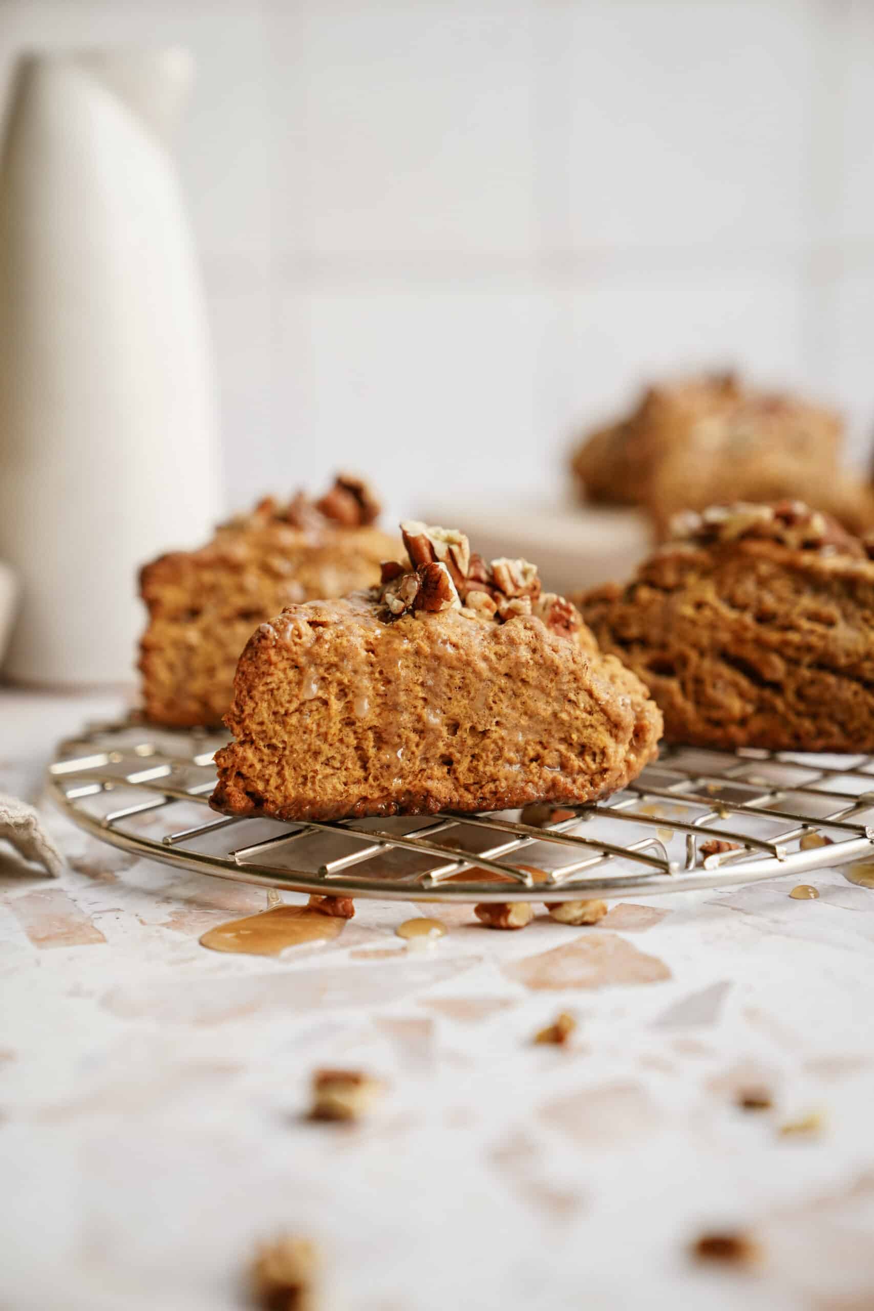 Pumpkin scones on a drying rack