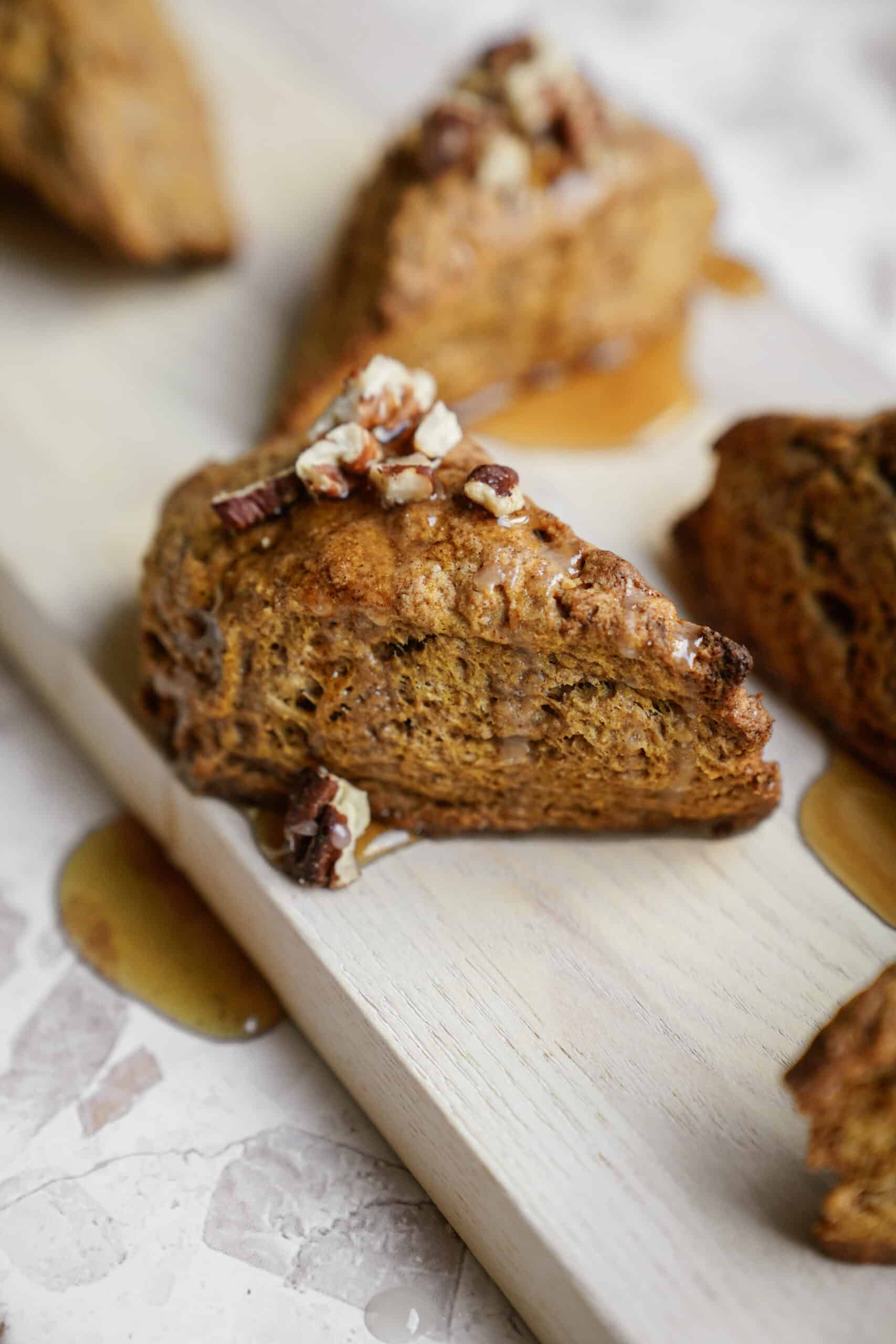 Pumpkin scones on a white serving dish