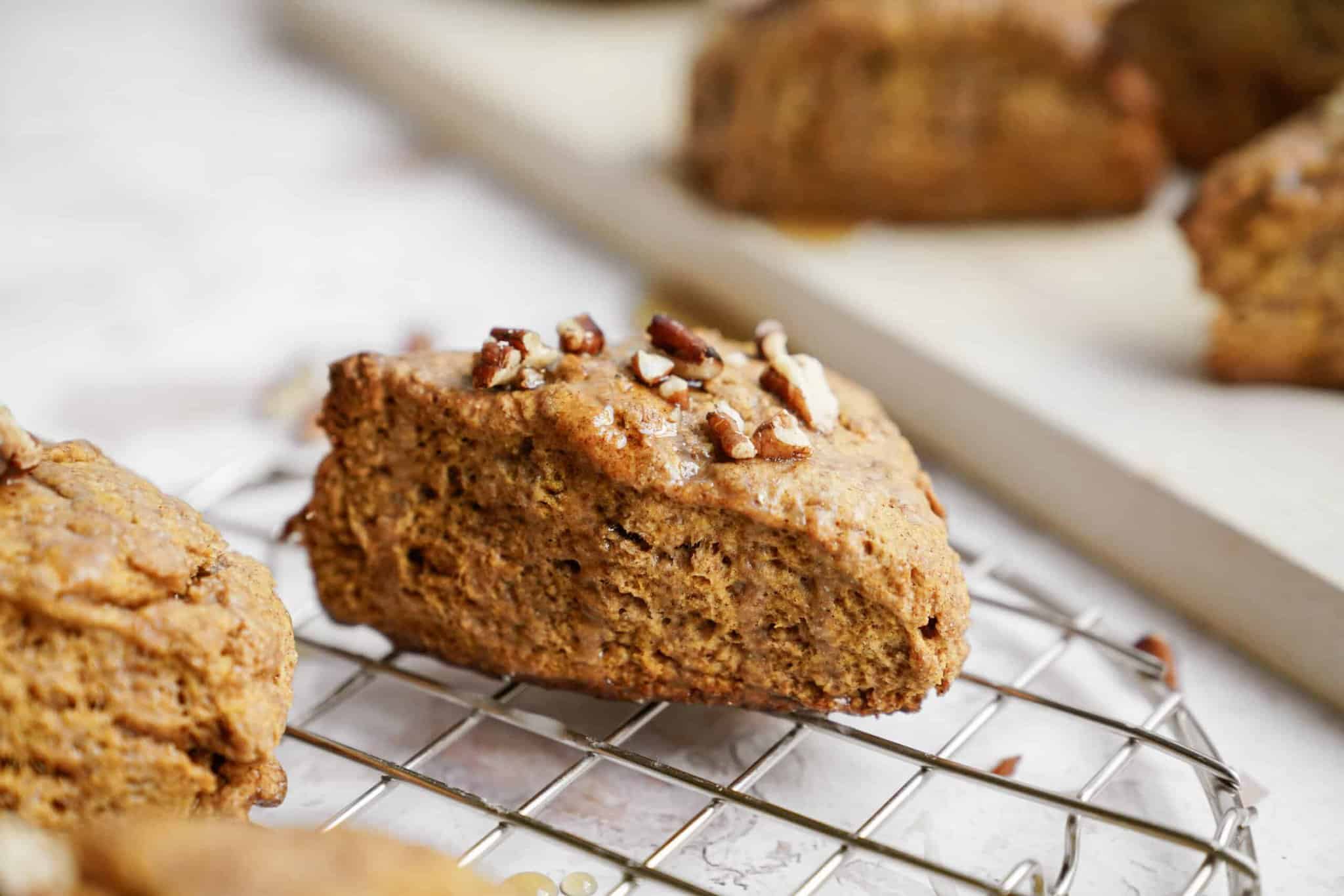 Pumpkin scones on a drying rack