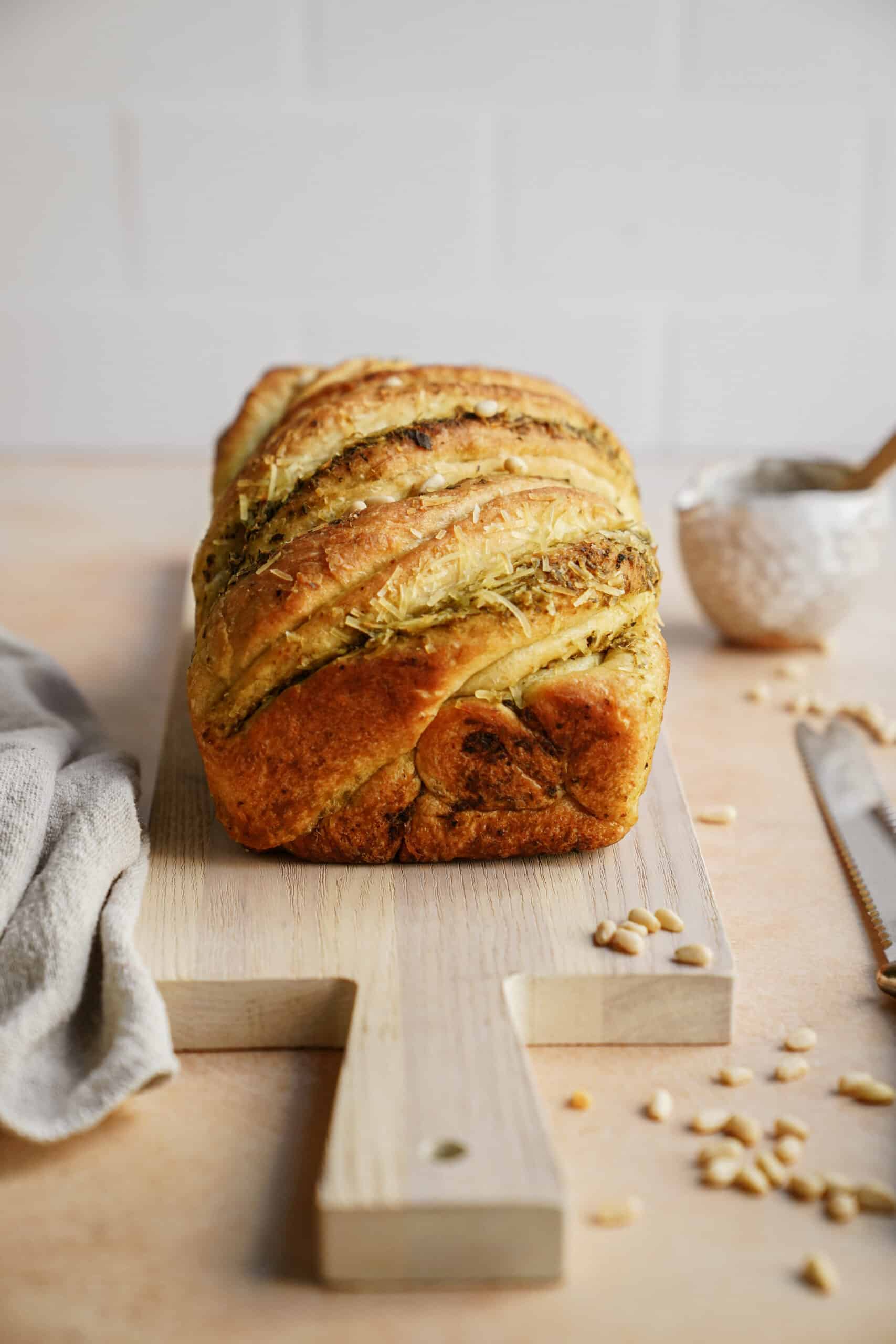 Twist Bread on a cutting board