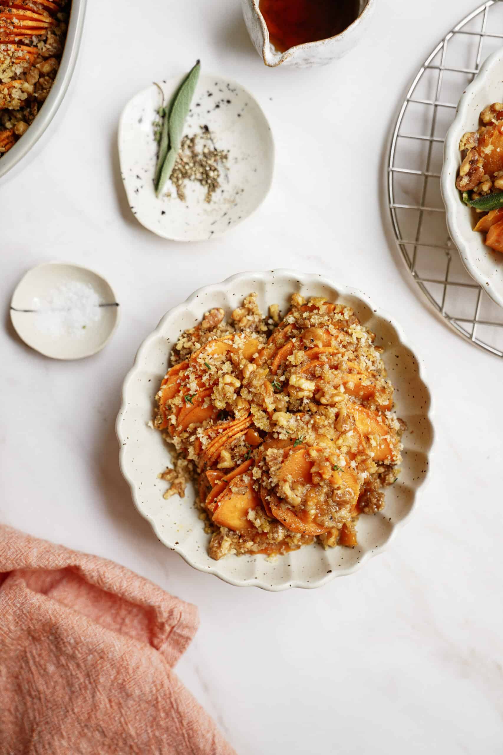 Baked Sweet Potato Recipe in a white serving bowl