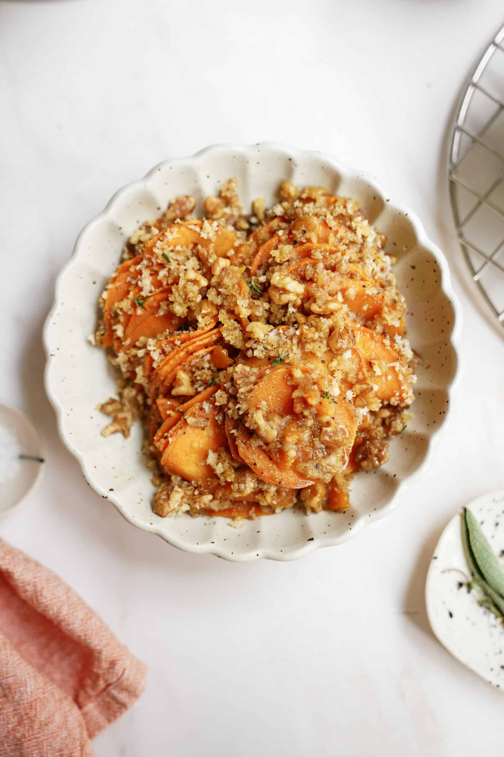 Baked Sweet Potato Recipe in a white serving bowl
