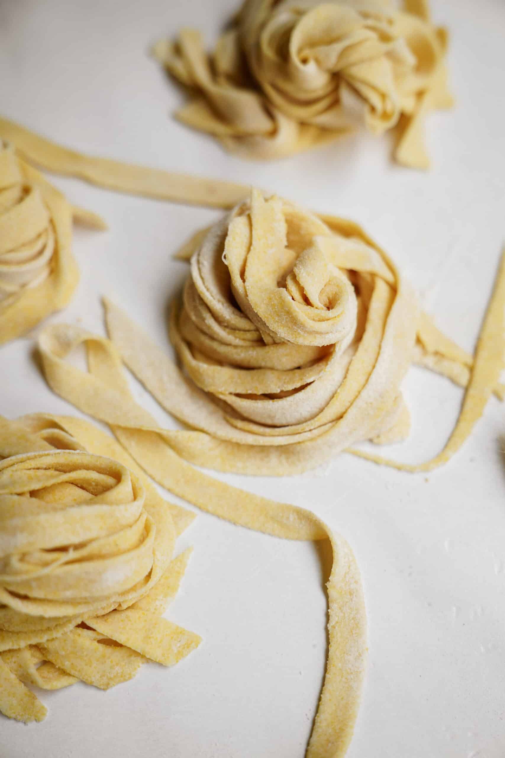 Homemade pasta in nests