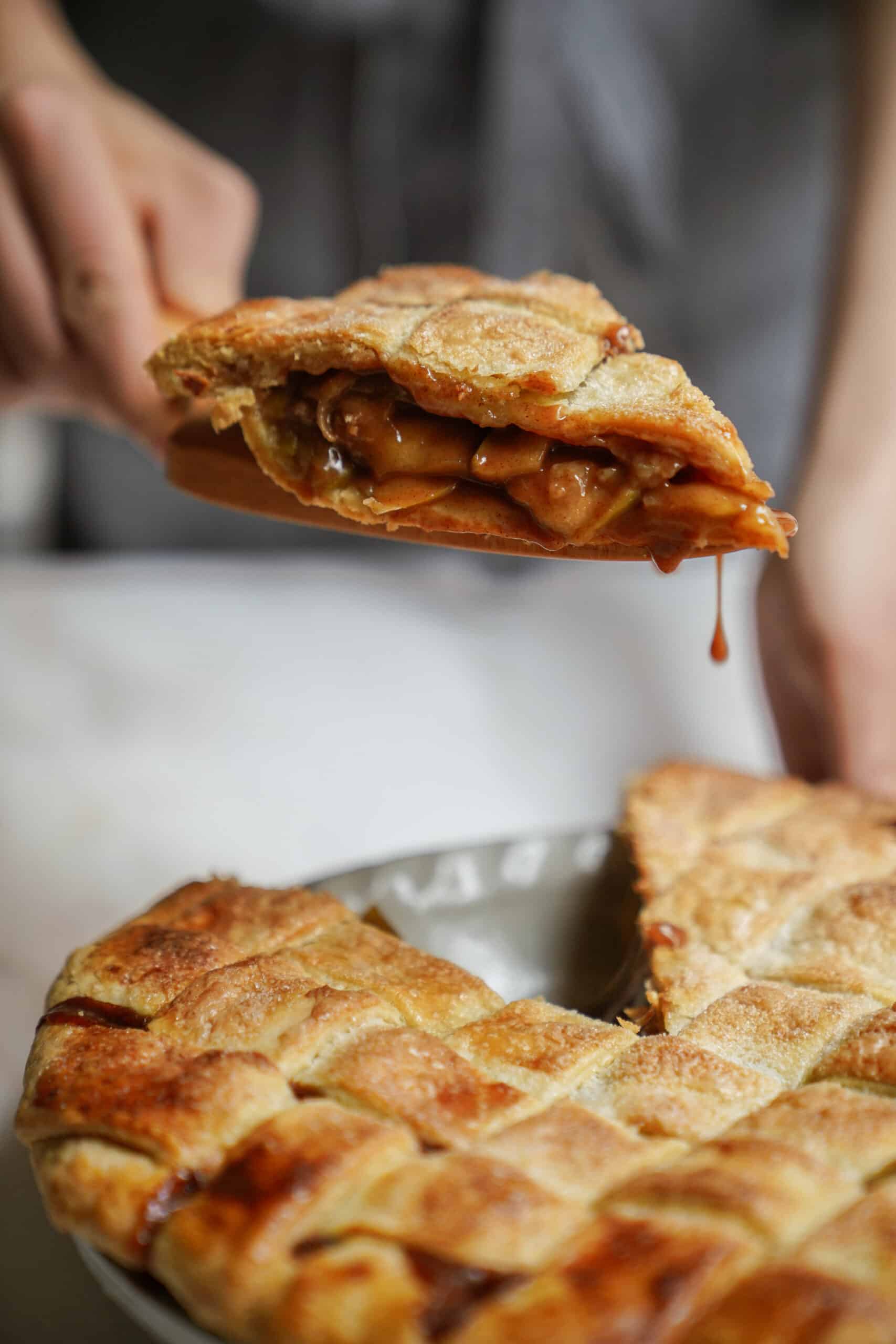 Slice of homemade apple pie