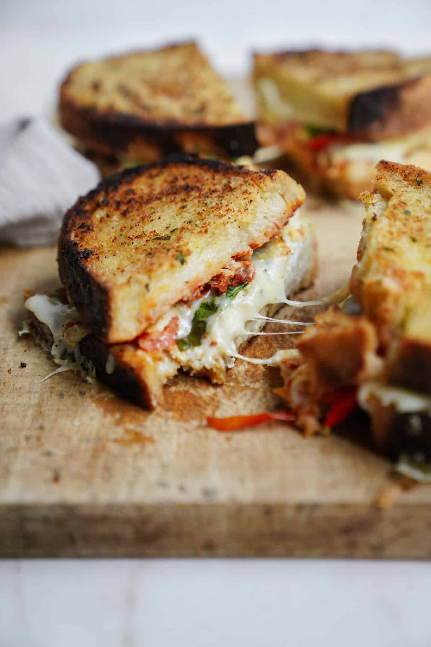Lasagna grilled cheese on cutting board