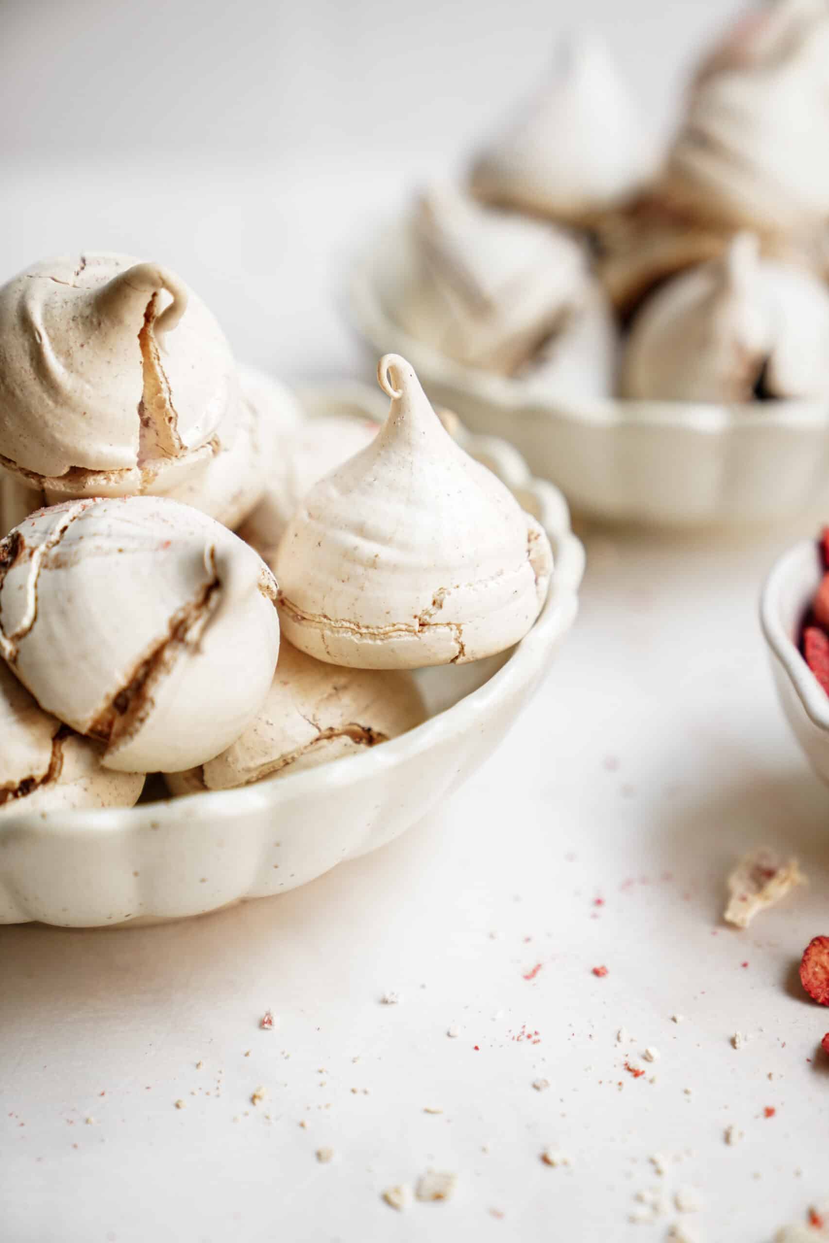 Chocolate meringue Cookie Recipe in bowls 