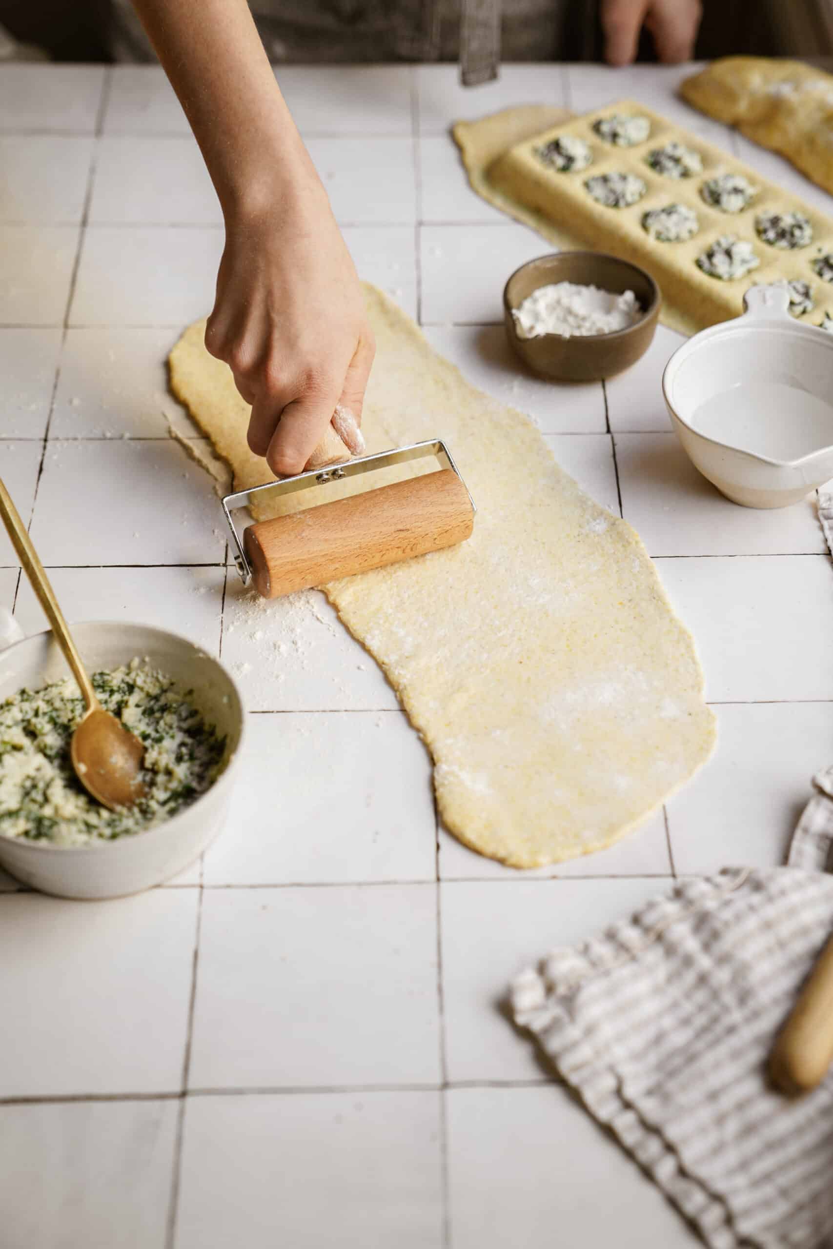 Pasta dough being rolled out