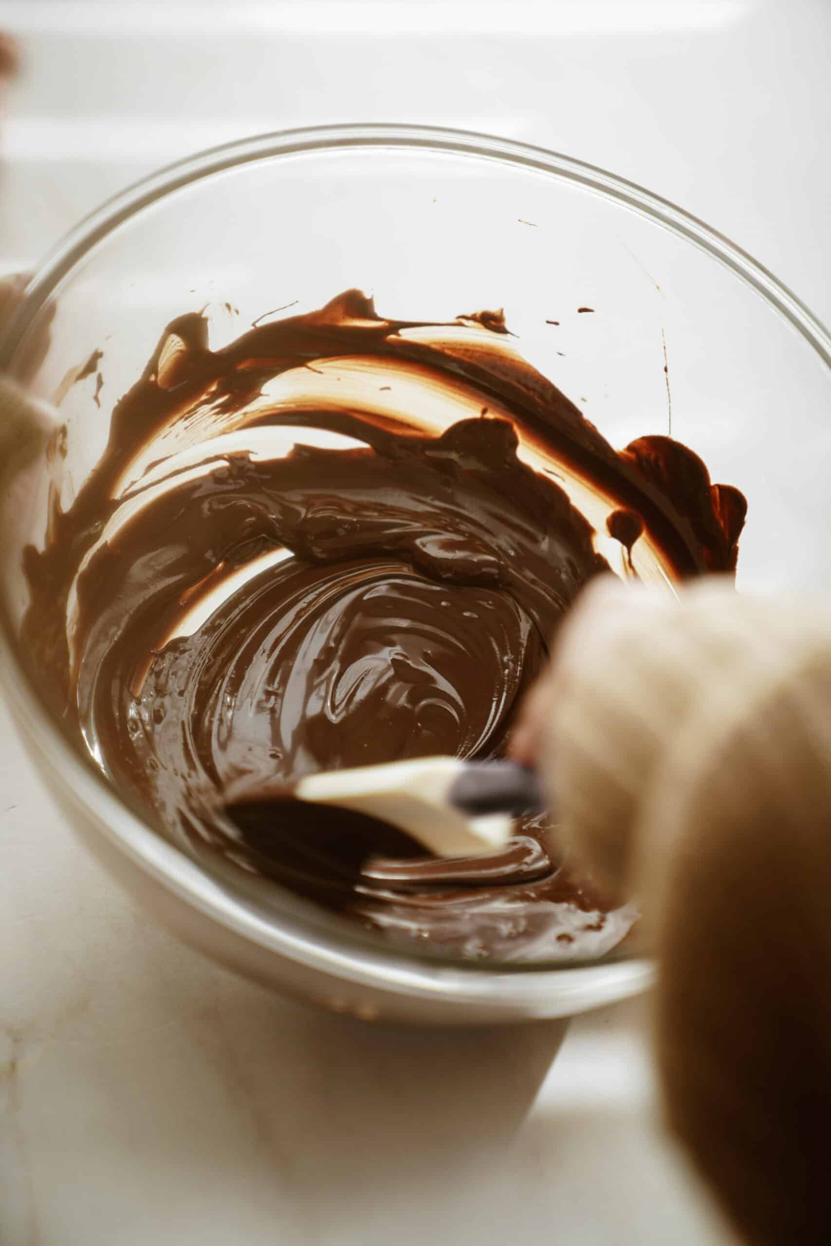 Chocolate being mixed in a bowl