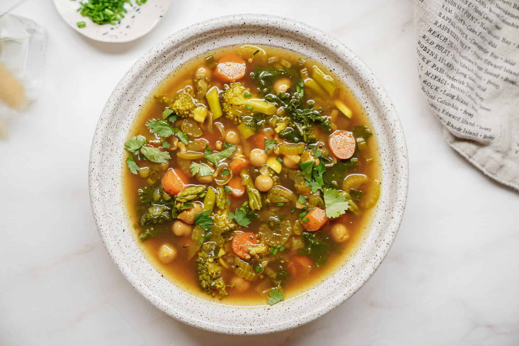 Vegetable Turmeric Detox Soup in a bowl on the table