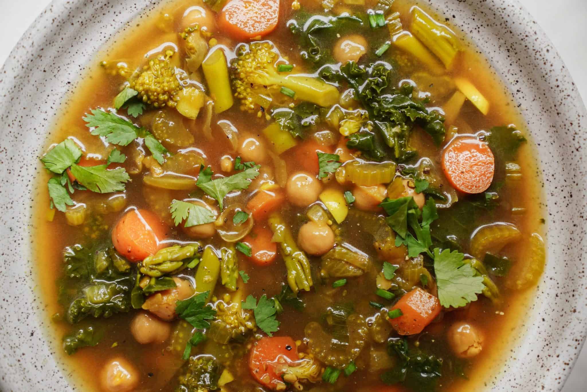 Close-up of Vegetable Turmeric Detox Soup