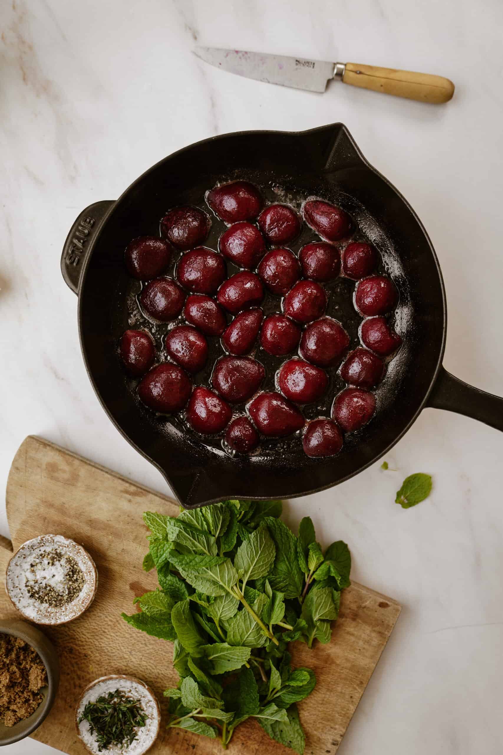 Beets in a cast iron dish