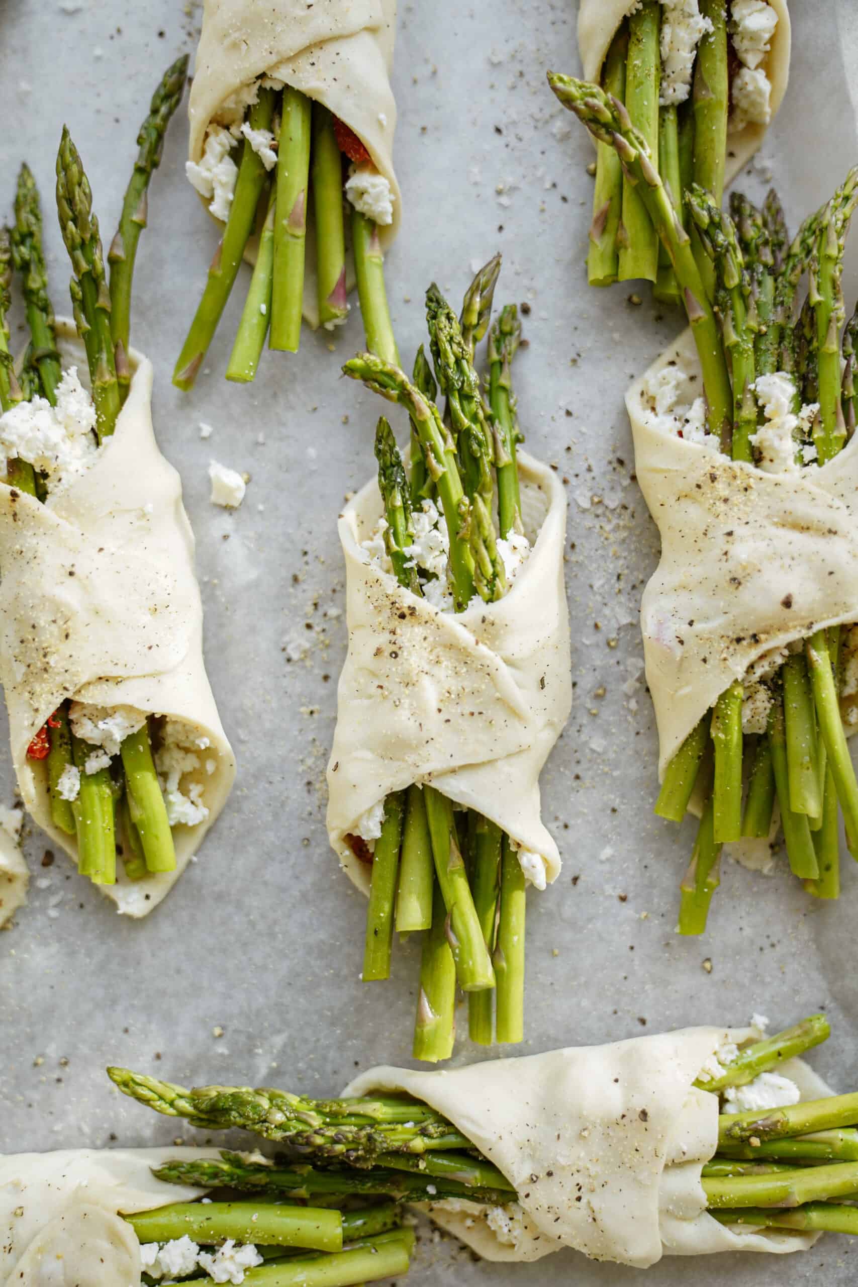 Raw Puff Pastry Bundles ready to be baked