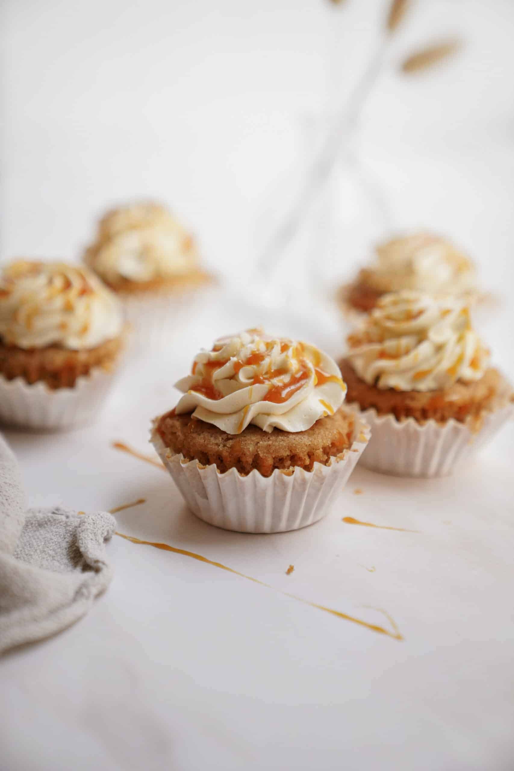 snickerdoodle cupcakes on a countertop