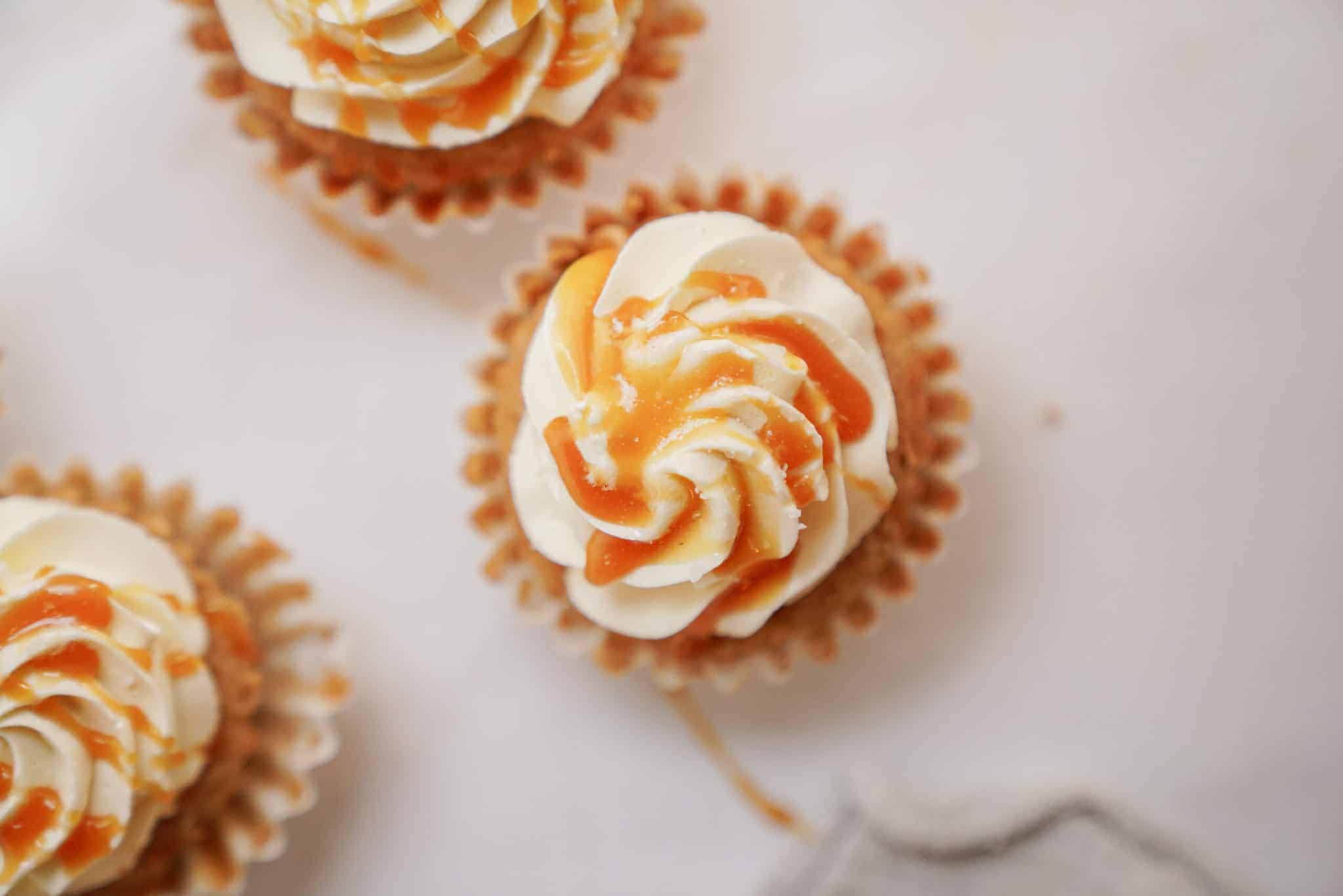 snickerdoodle cupcakes on a countertop