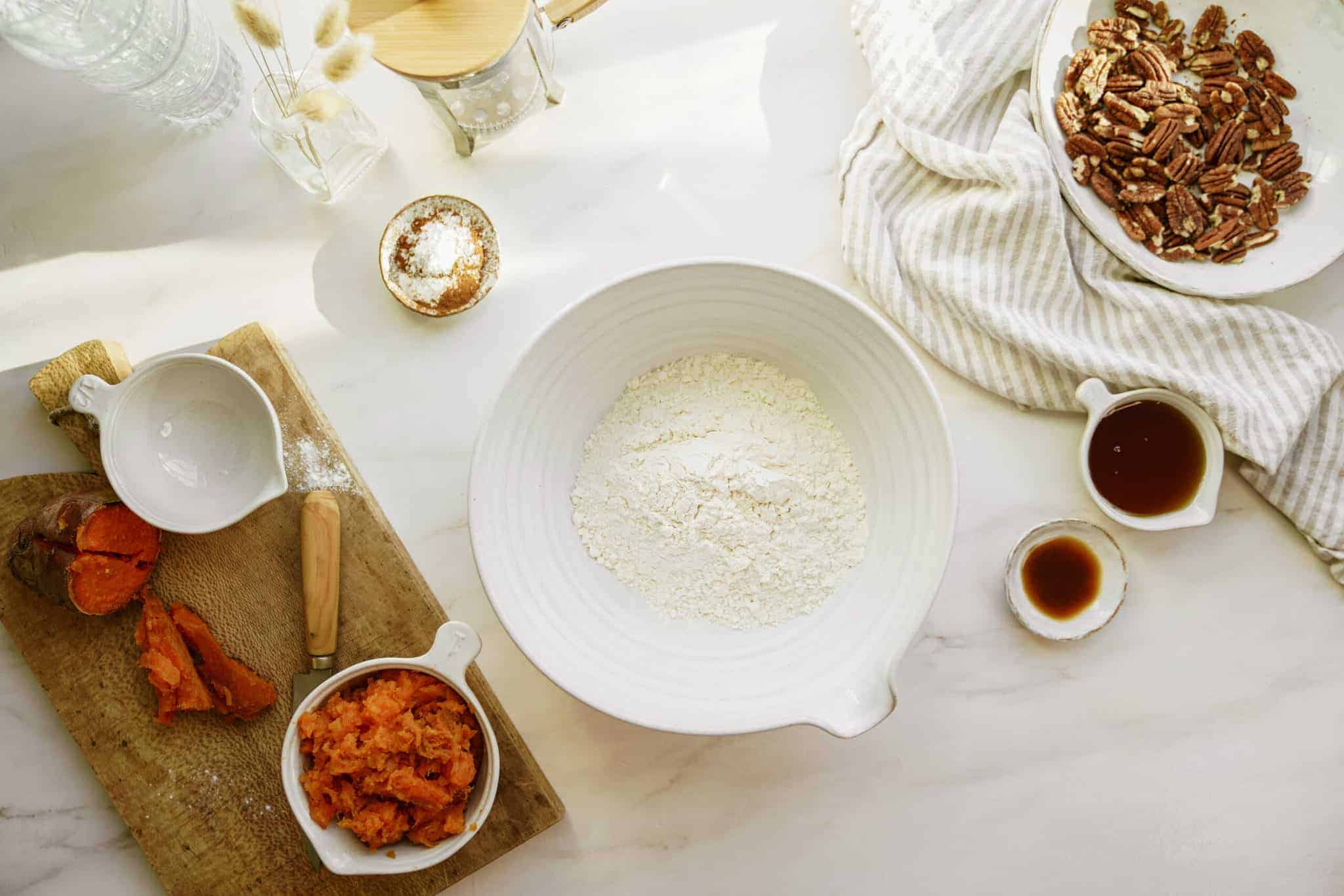 Ingredients for sweet potato muffins