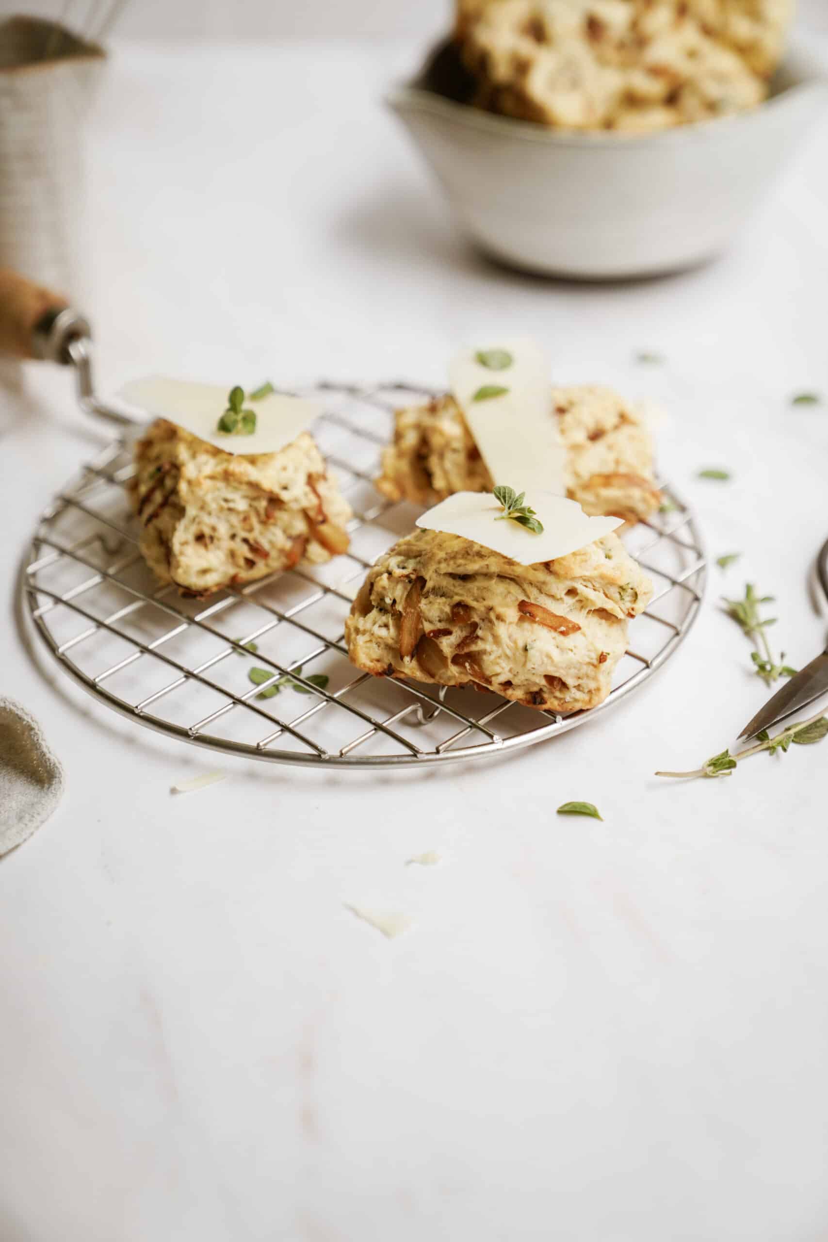Vegan biscuits on a drying rack