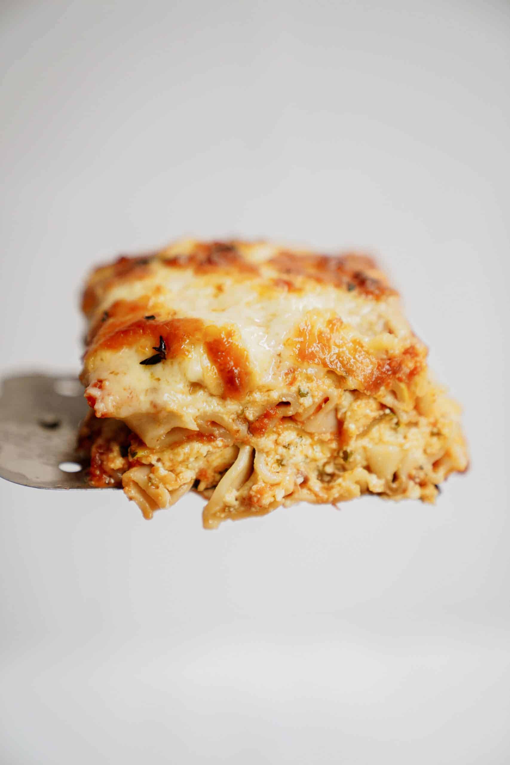 Slice of lasagna on a plate