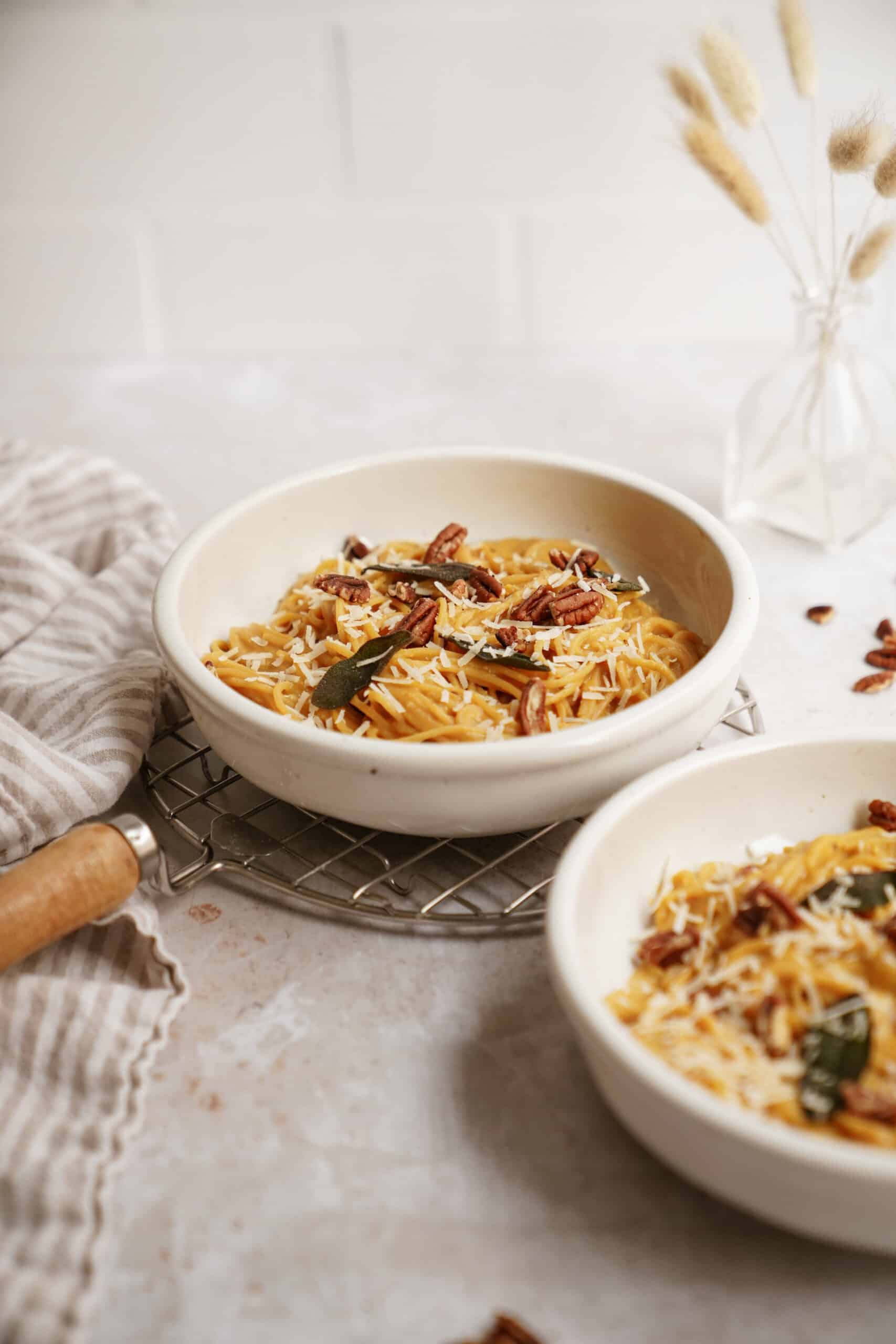  Butternut Squash Pasta in a pan on a cooling rack