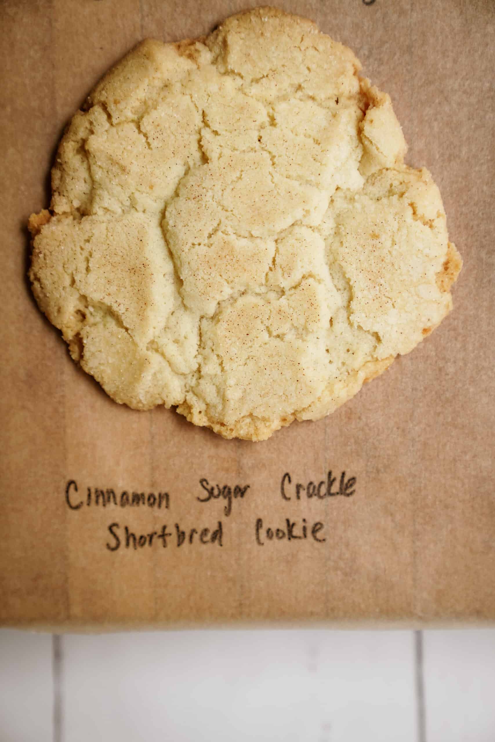 Cinnamon sugar crackle shortbread cookie made with cookie dough recipe