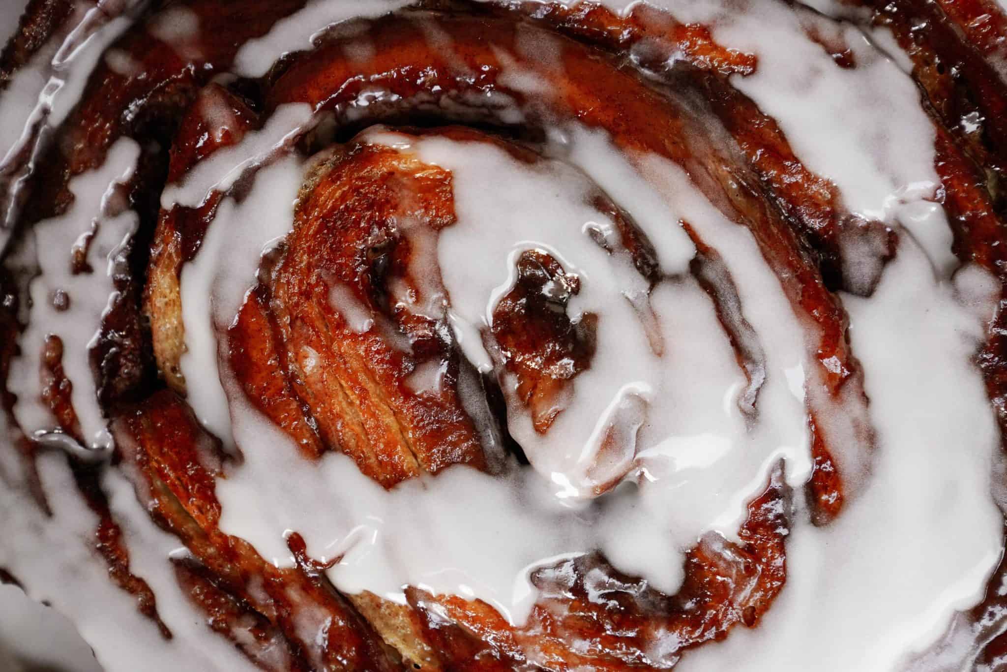 Close-up of giant cinnamon roll