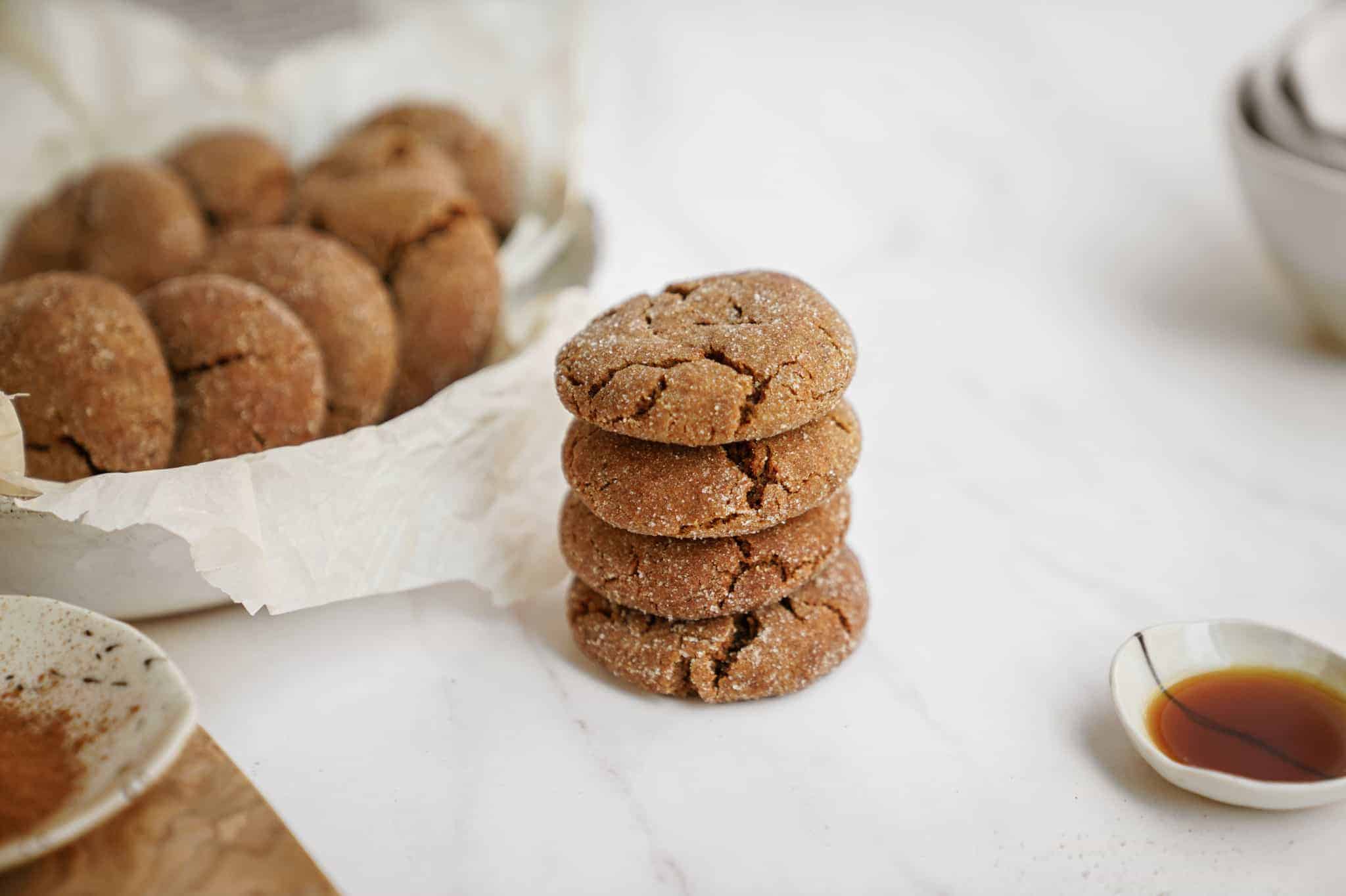 Stack of Ginger Snap Crinkle Cookies