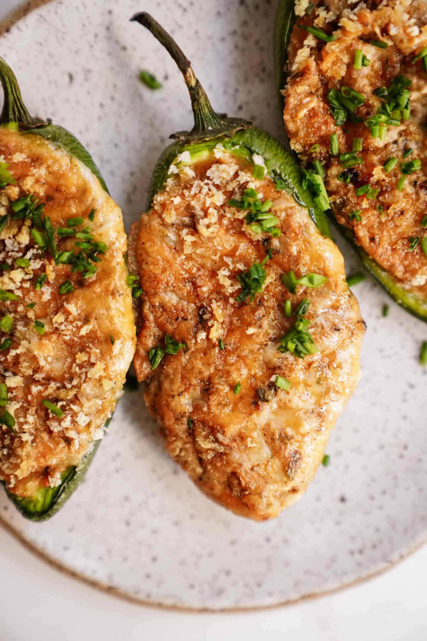 Close up of baked jalapeno poppers