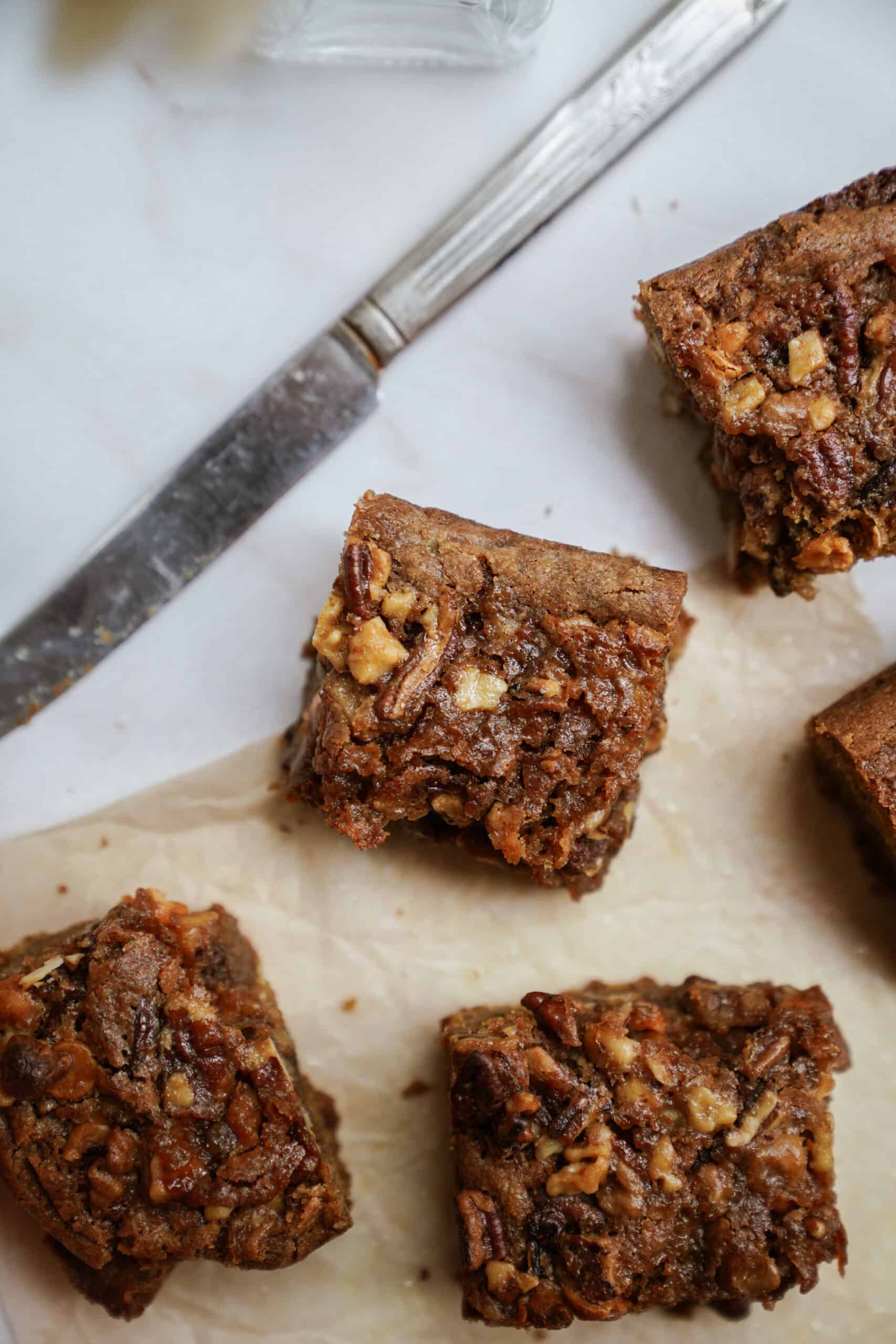 Maple bar recipe on counter with butter knife beside it