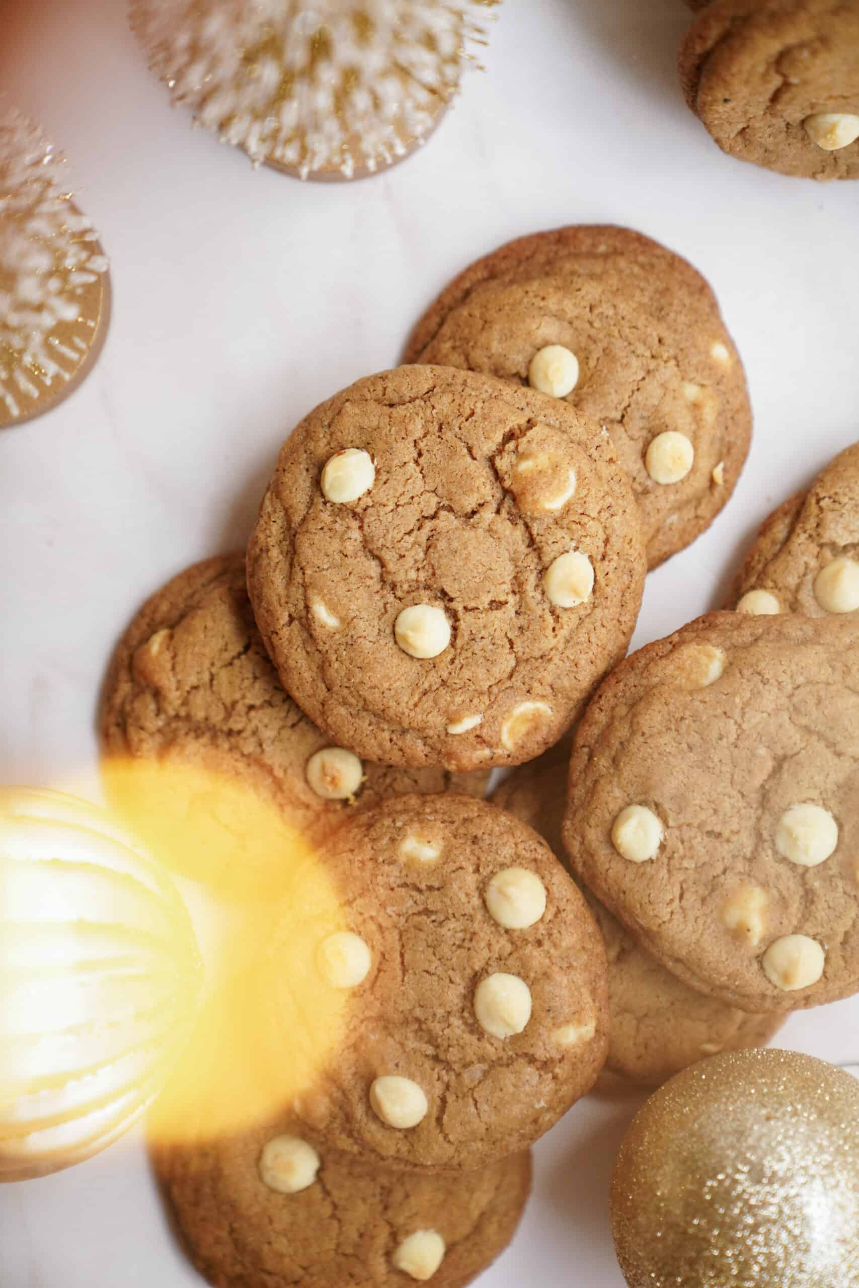 Snickerdoodle cookie recipe sprinkled across a countertop