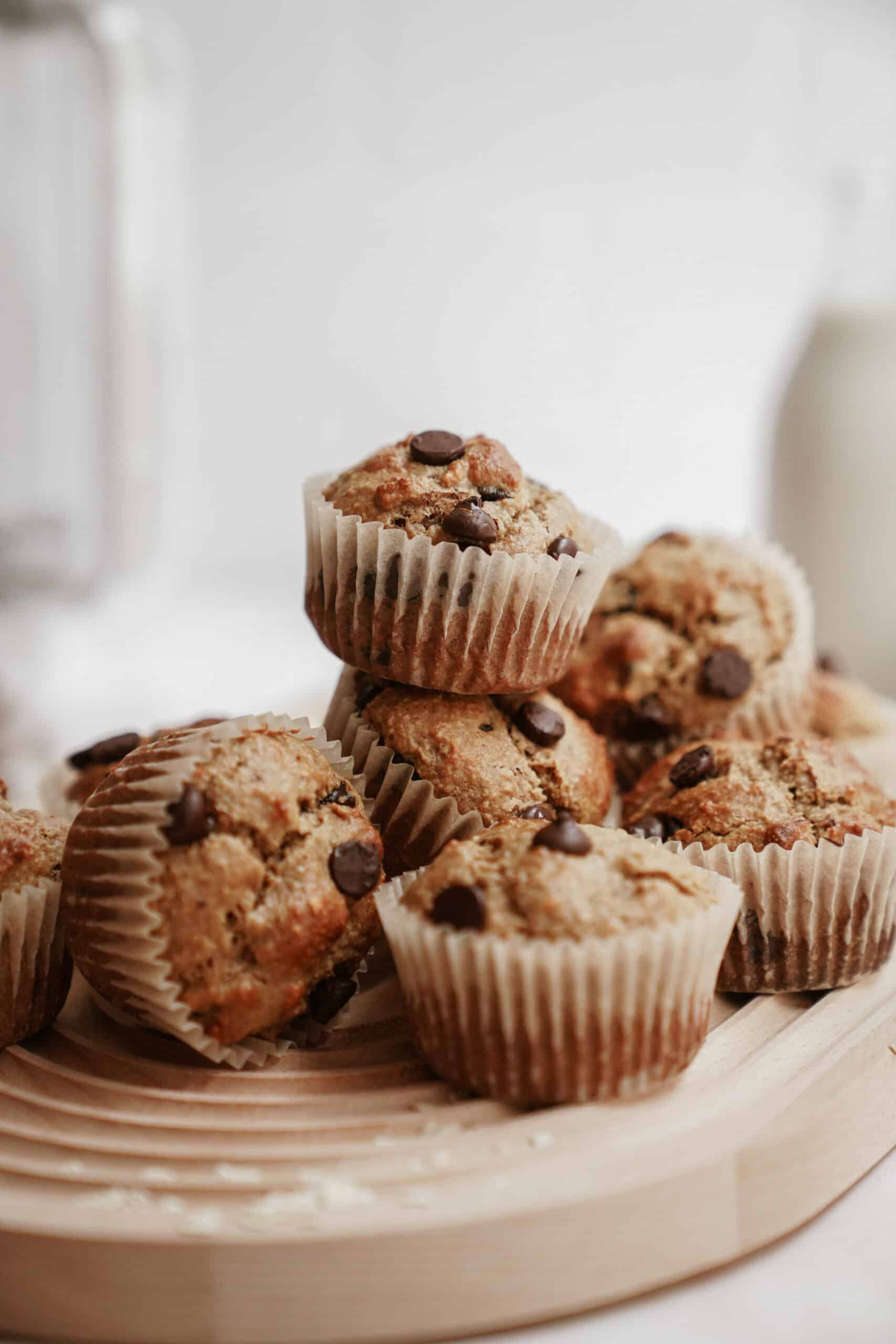 Banana oatmeal muffins on a cutting board 