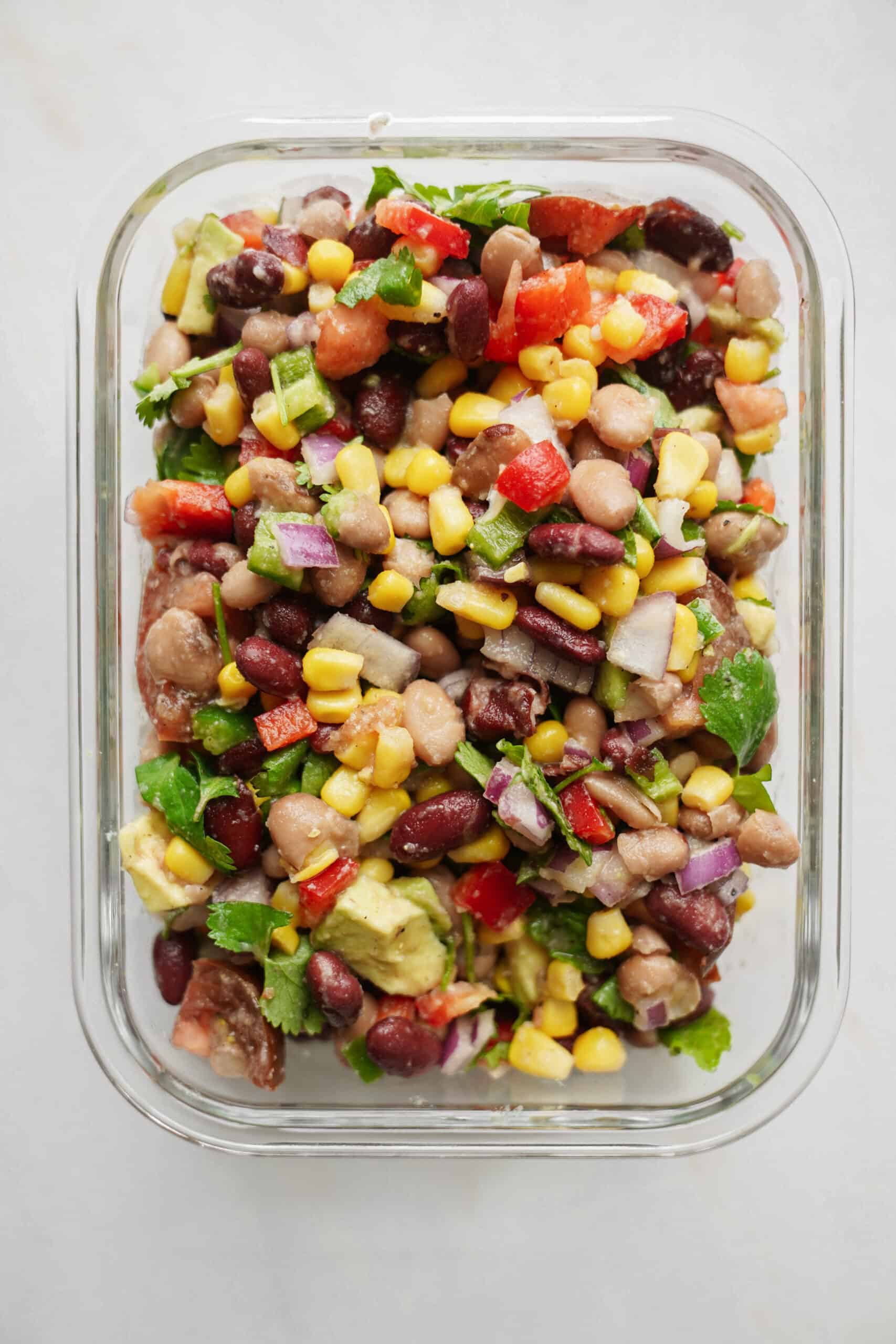Bean salad in a serving dish