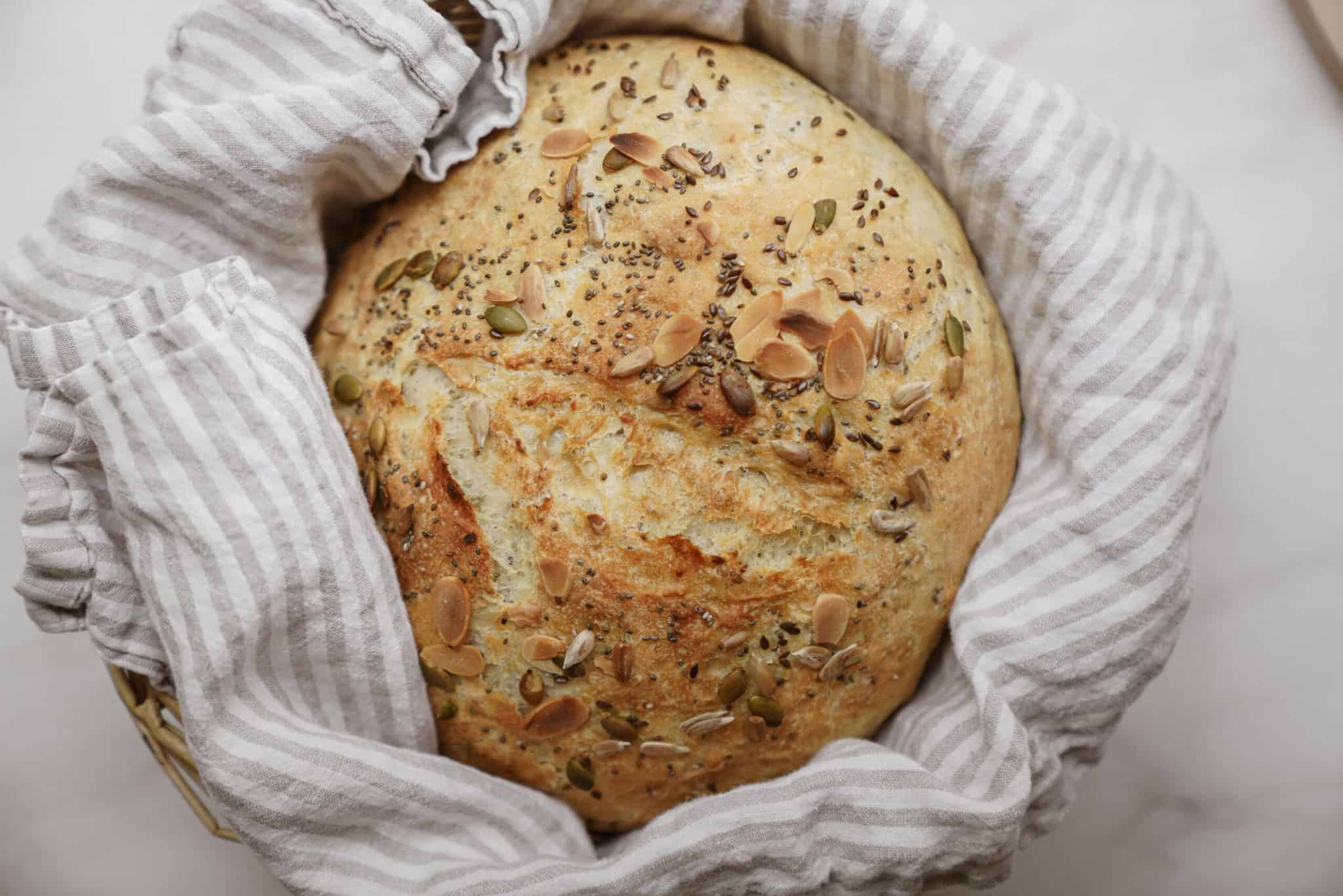 No-Knead Dutch Oven Bread Recipe (With Seeds)