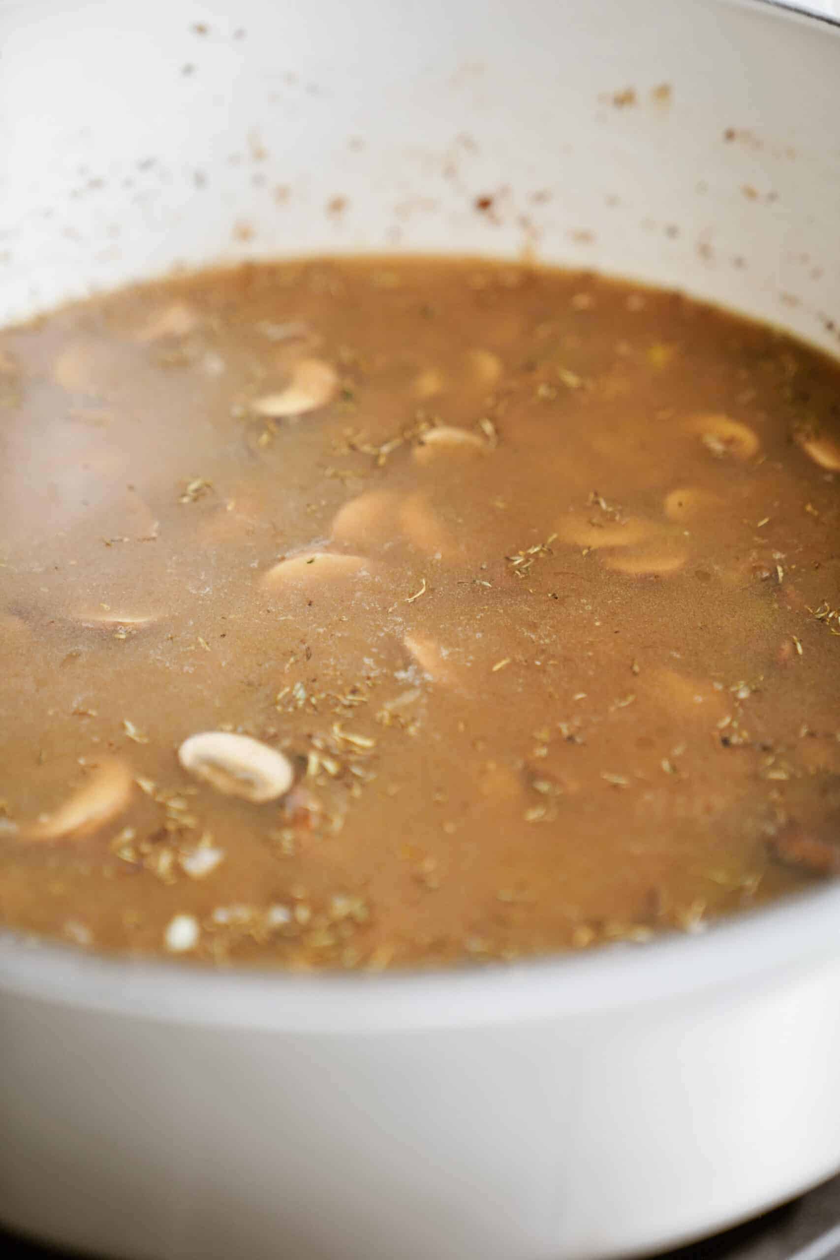 Soup cooking in a pot