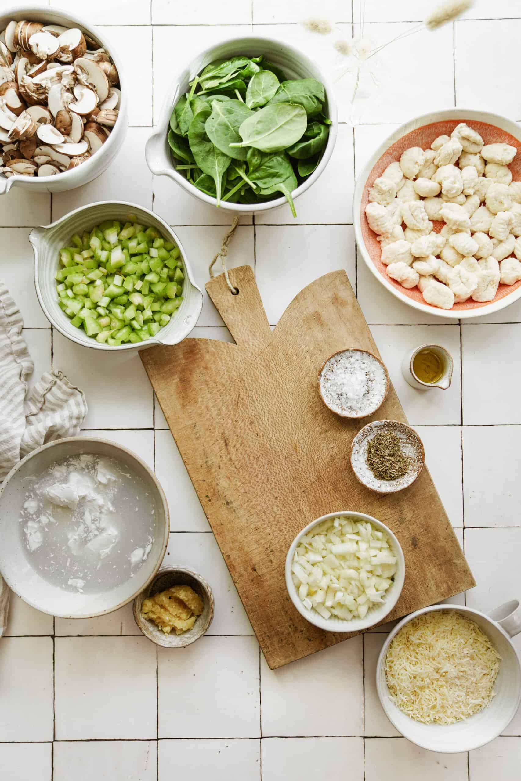 Ingredients for vegan gnocchi soup