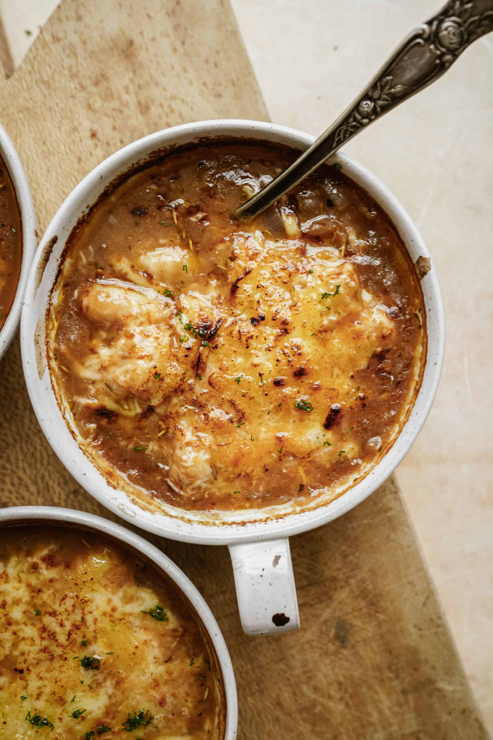 Baked French Onion Soup with Melted Cheese