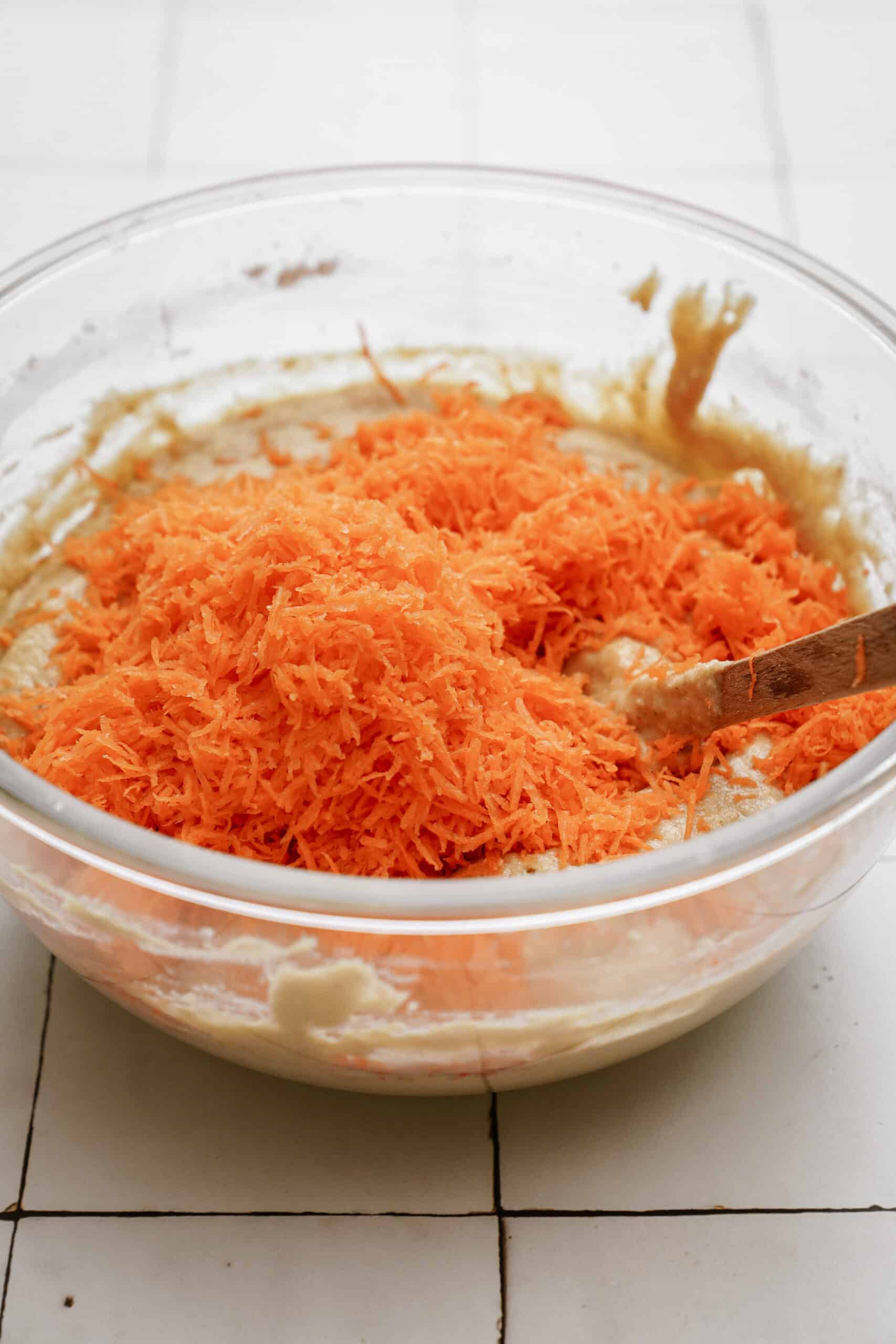 Shredded carrots in cake mix