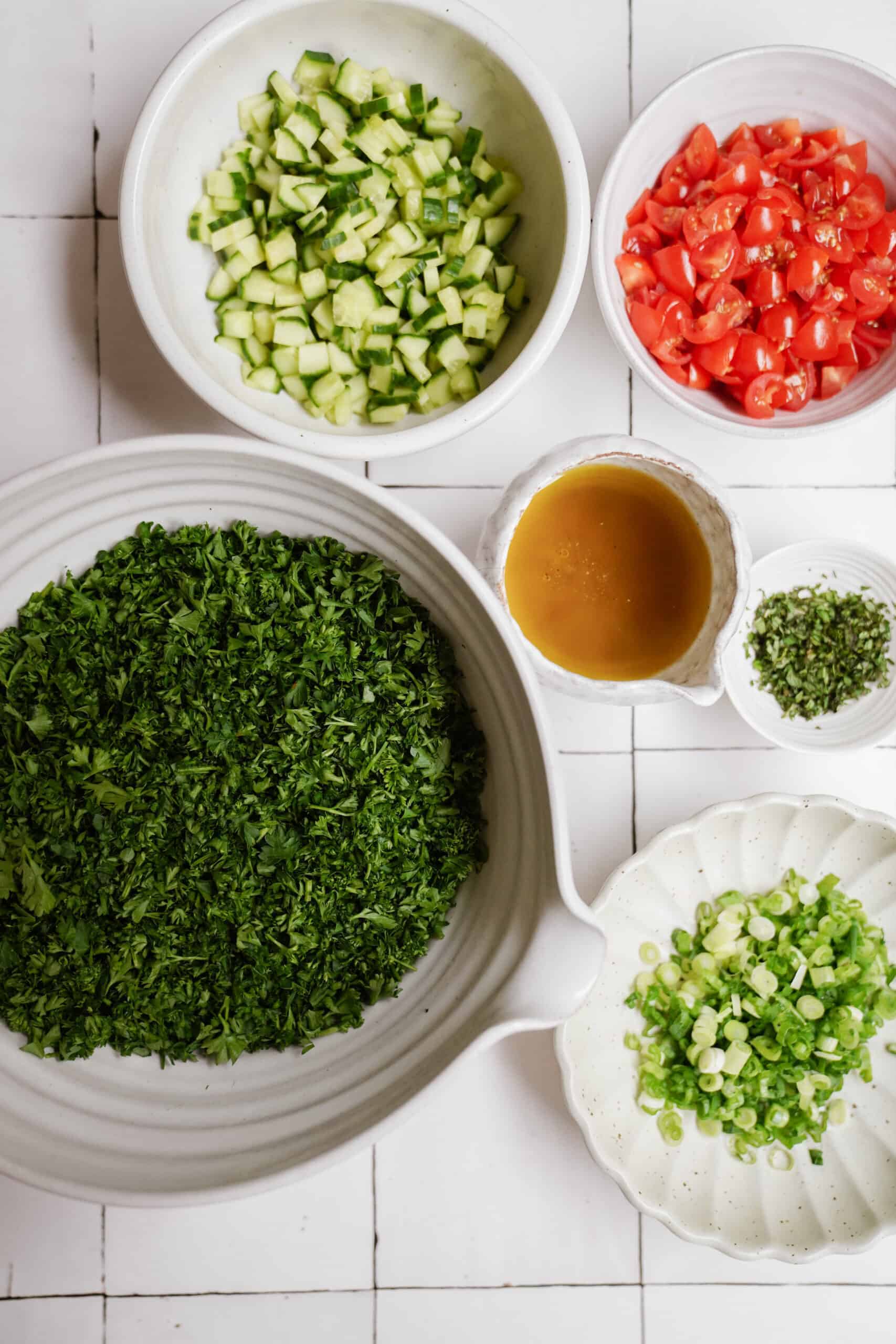 Ingredients for tabbouleh Salad
