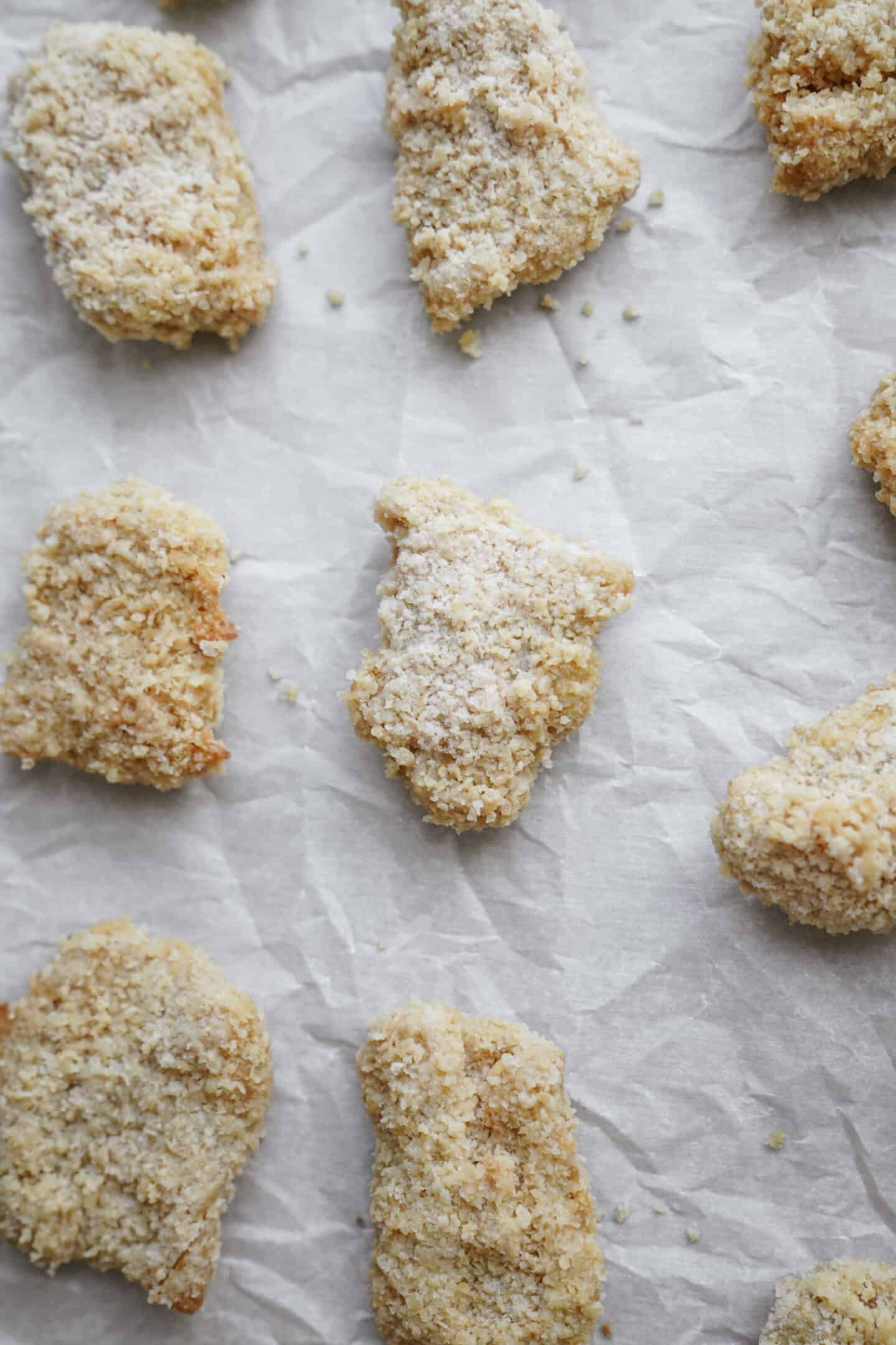 Vegan chicken nuggets uncooked for chopped salad