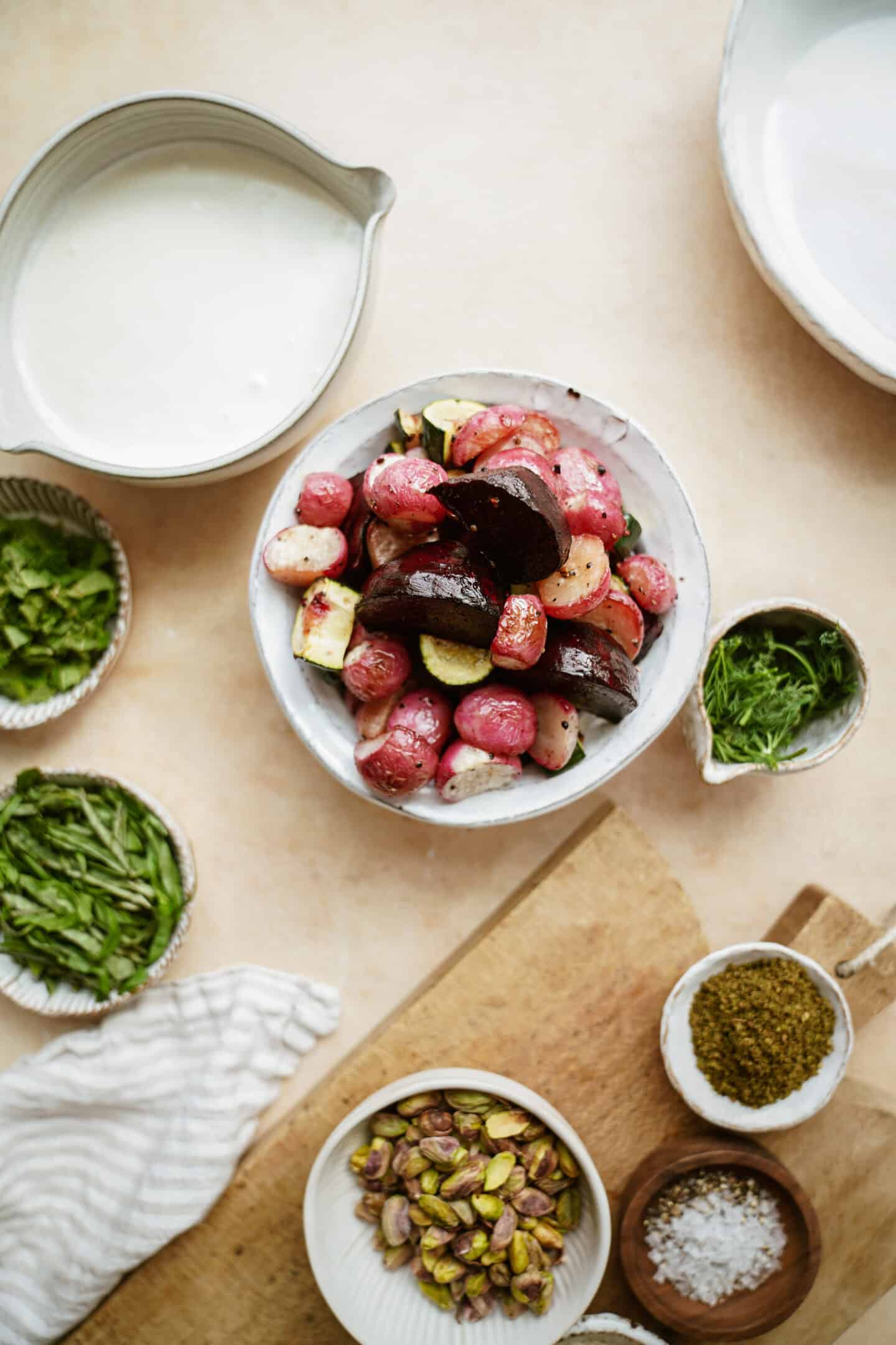 Ingredients for Dukkah on counter