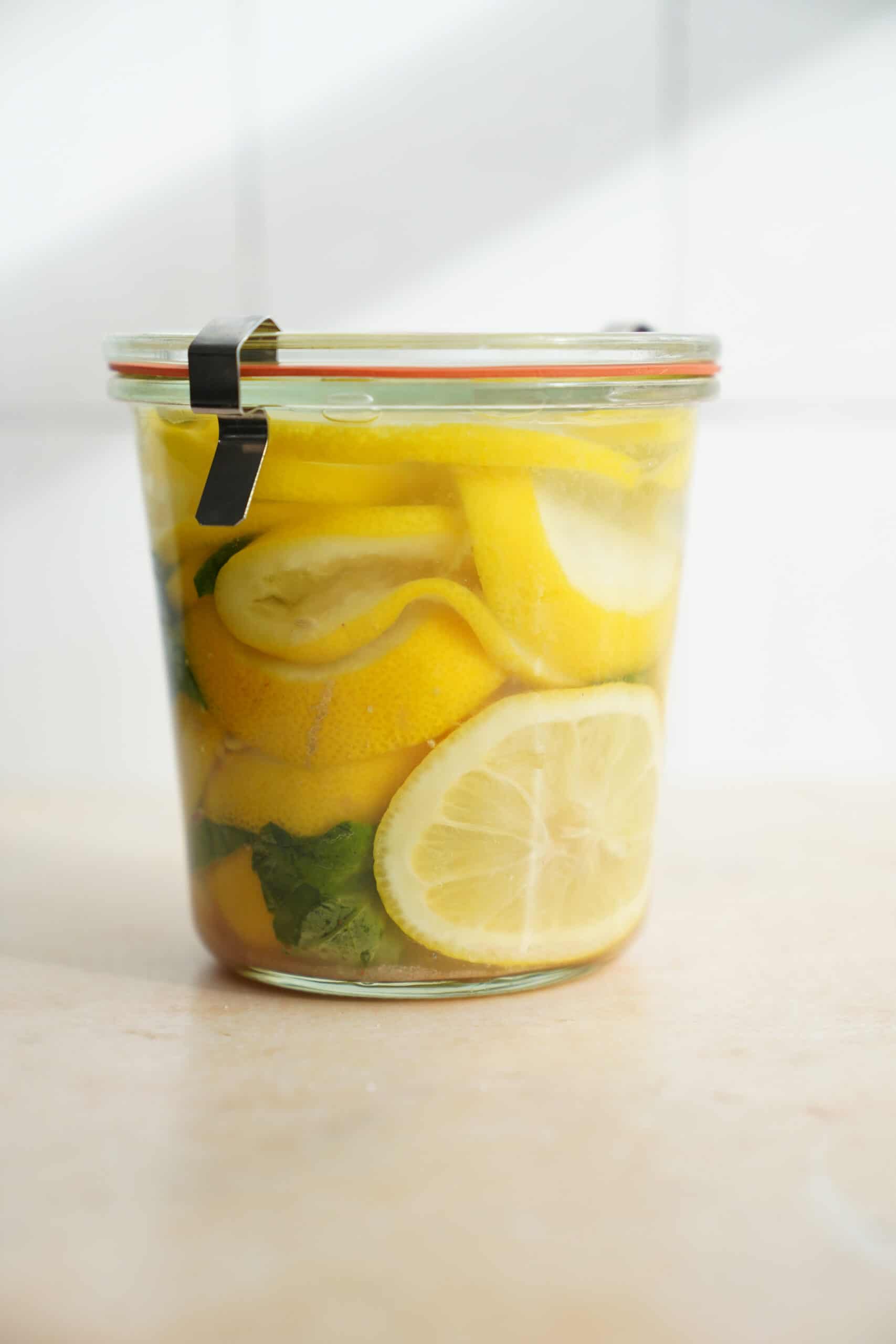 Sealed lemons in a jar